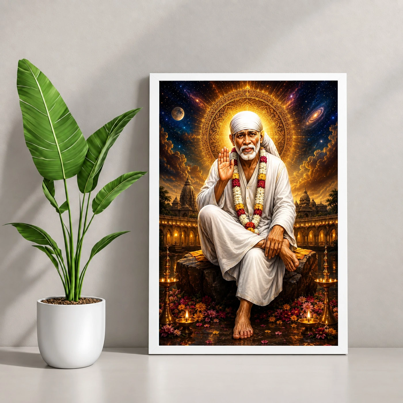 Shirdi Sai Baba Cosmic Celestial Aura Photo Frame, view 4