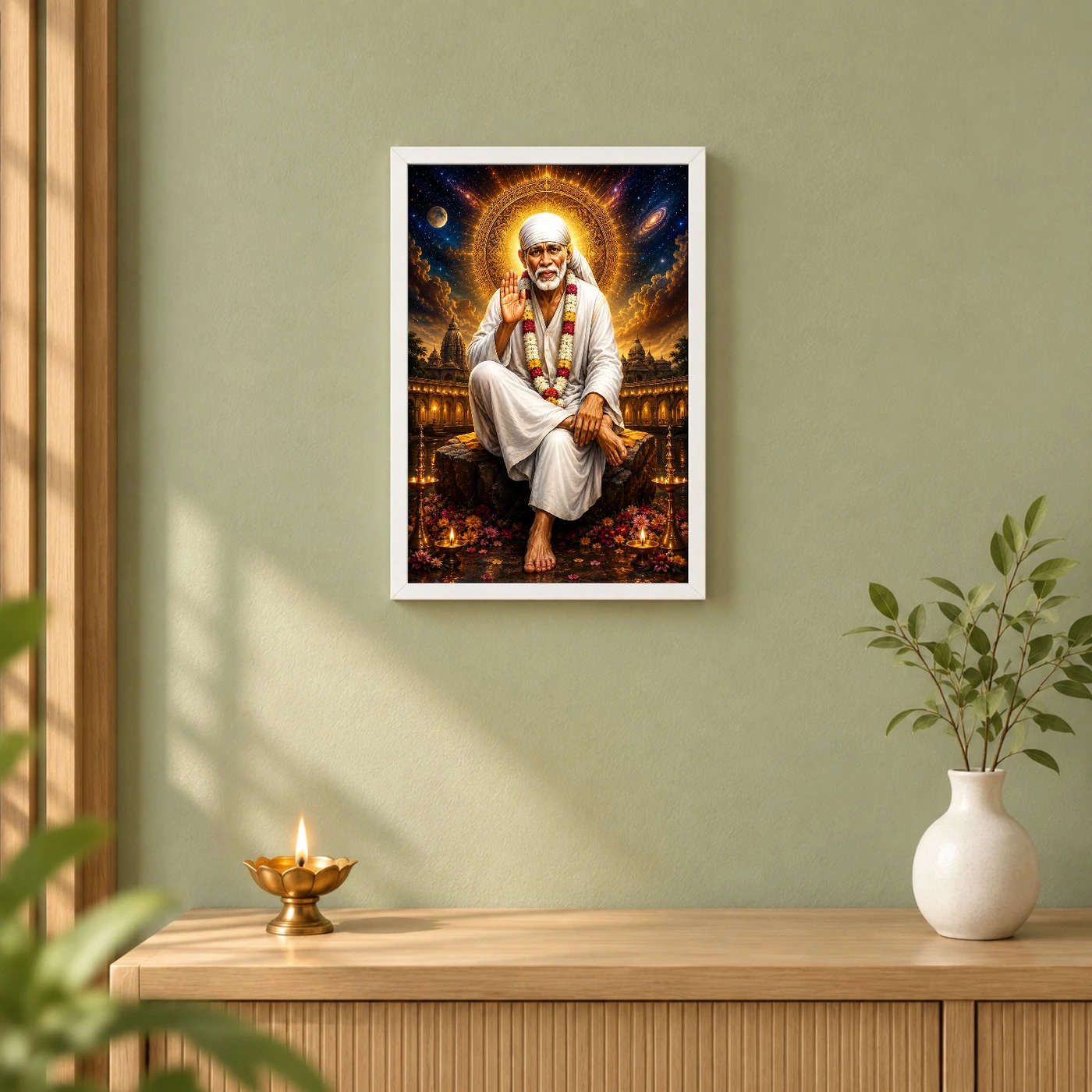 Shirdi Sai Baba Cosmic Celestial Aura Photo Frame, view 6