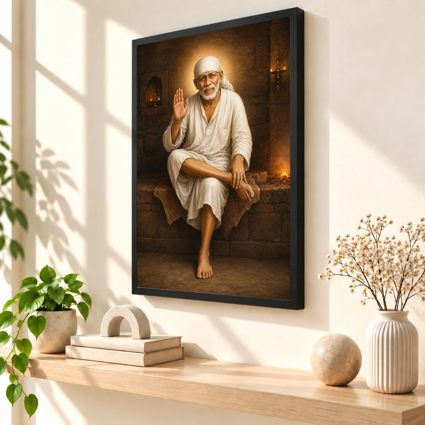 Shirdi Sai Baba — Dwarkamai Stone Seat Frame, view 2