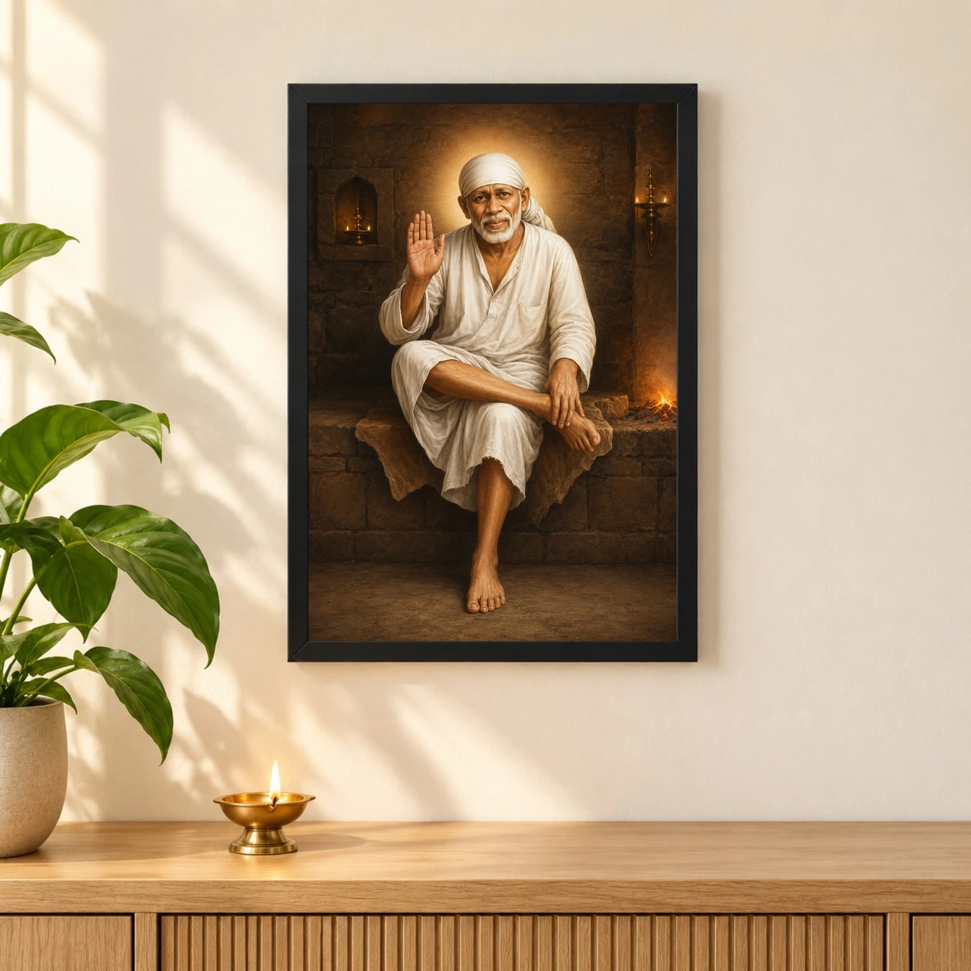 Shirdi Sai Baba — Dwarkamai Stone Seat Frame, view 3