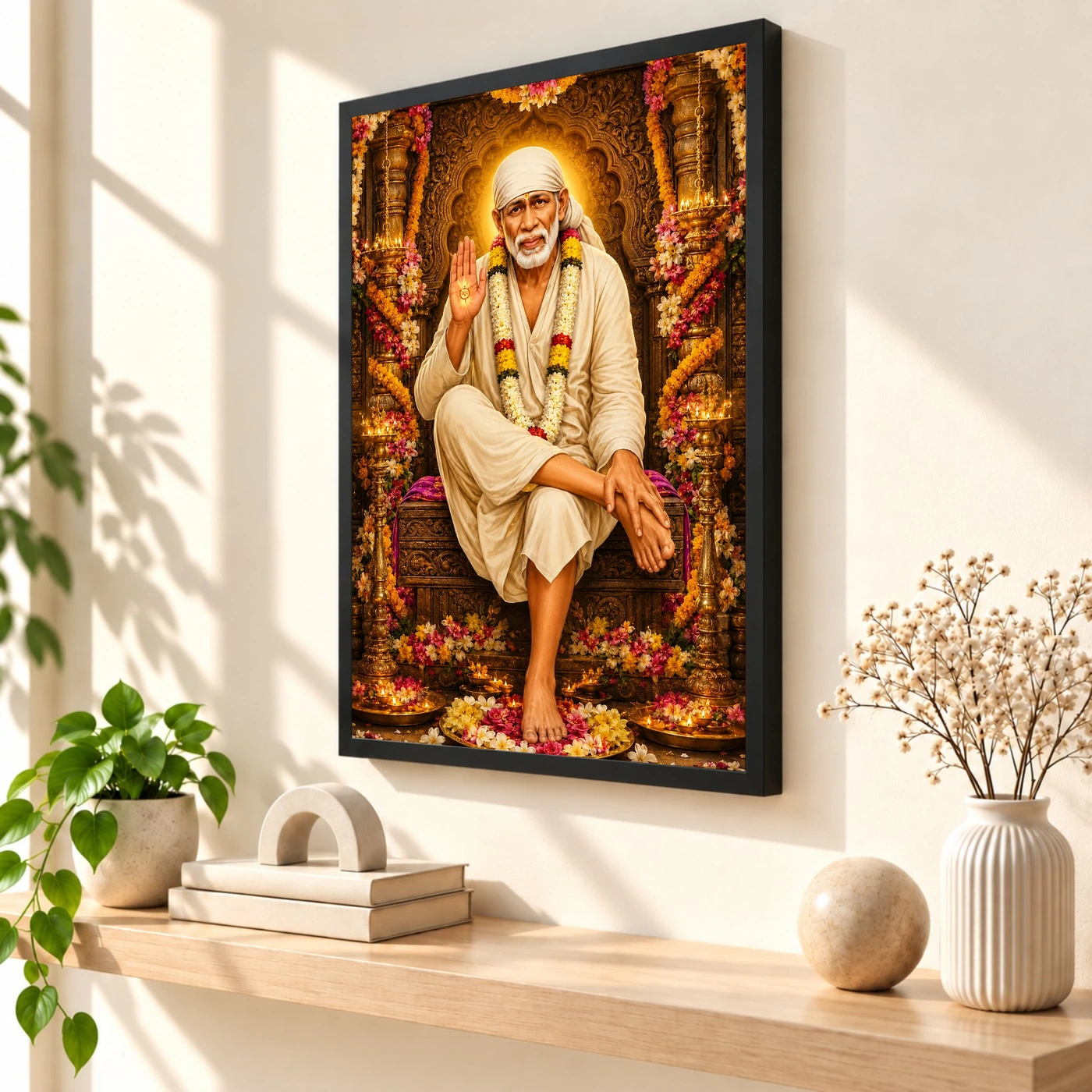 Shirdi Sai Baba Grand Festival Flower Decoration Photo Frame, view 2