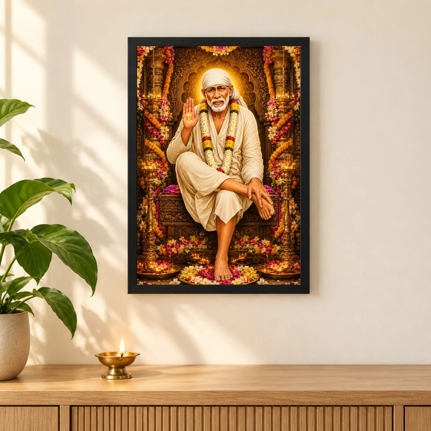 Shirdi Sai Baba Grand Festival Flower Decoration Photo Frame, view 3