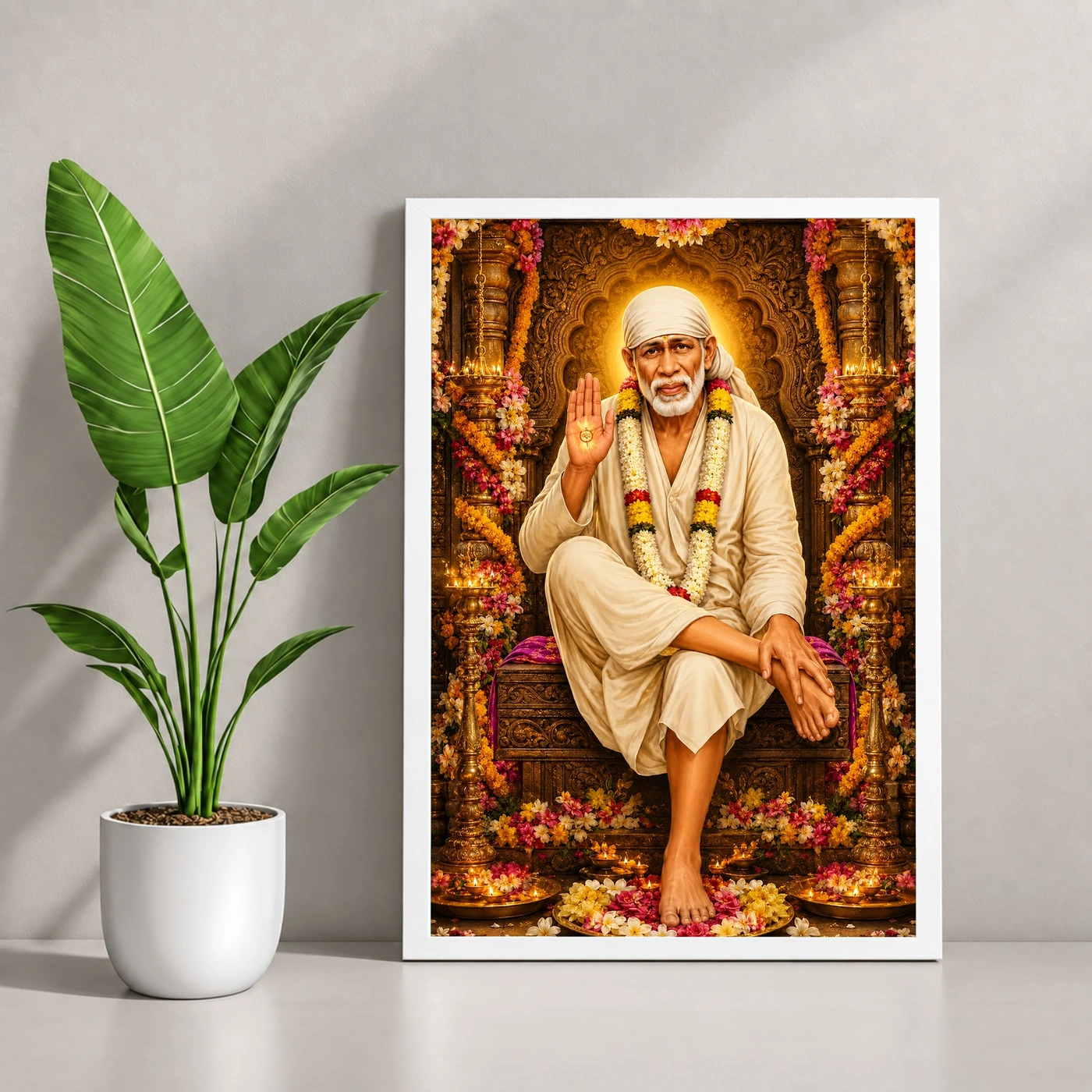 Shirdi Sai Baba Grand Festival Flower Decoration Photo Frame, view 4