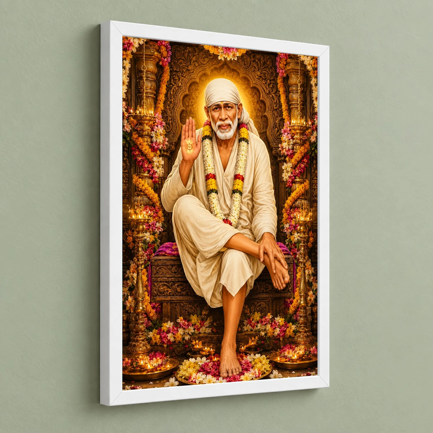 Shirdi Sai Baba Grand Festival Flower Decoration Photo Frame, view 5