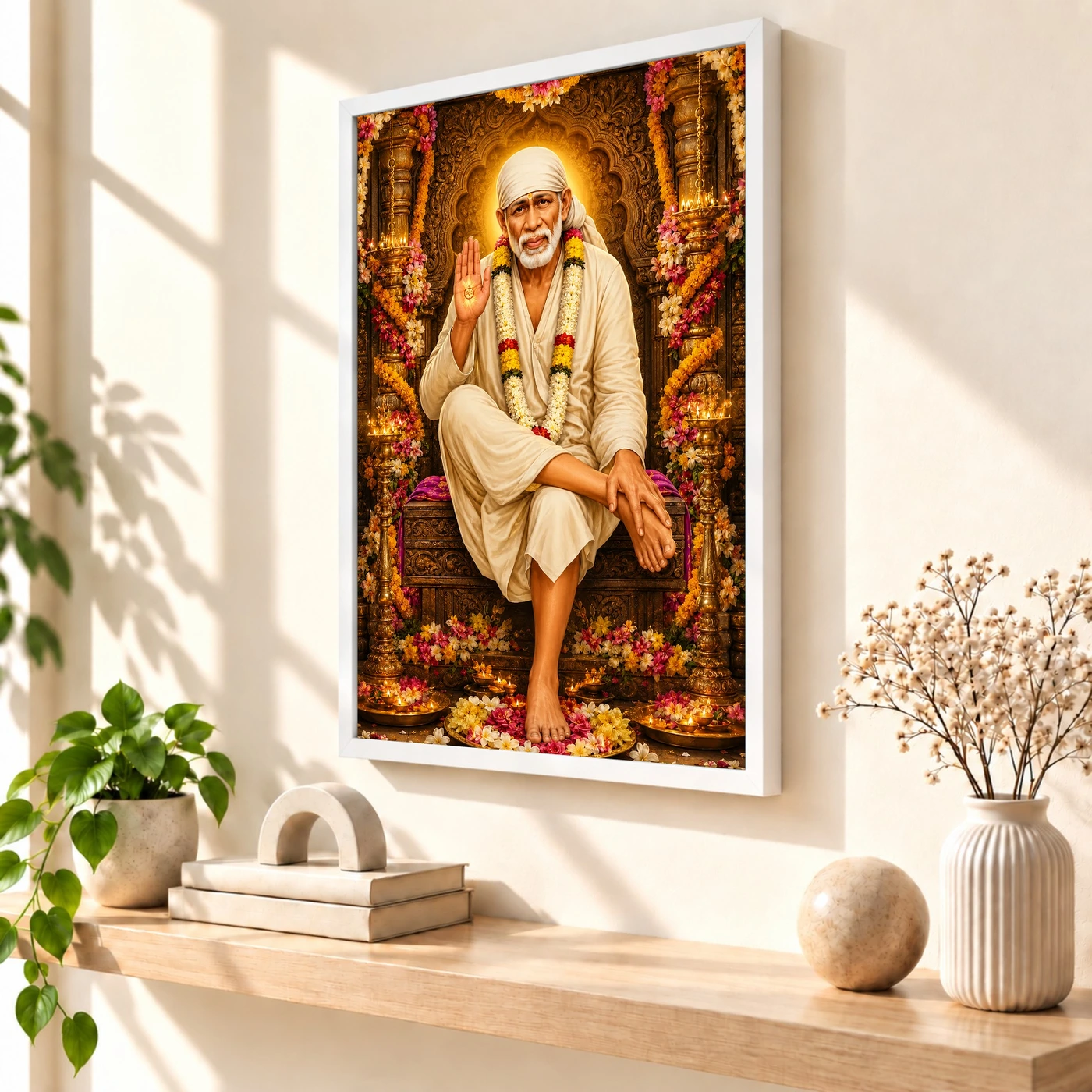 Shirdi Sai Baba Grand Festival Flower Decoration Photo Frame, view 7