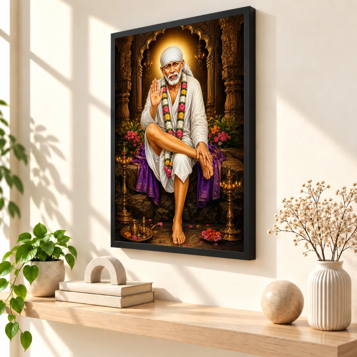 Shirdi Sai Baba Heritage Temple Architecture Backdrop Photo Frame, view 2
