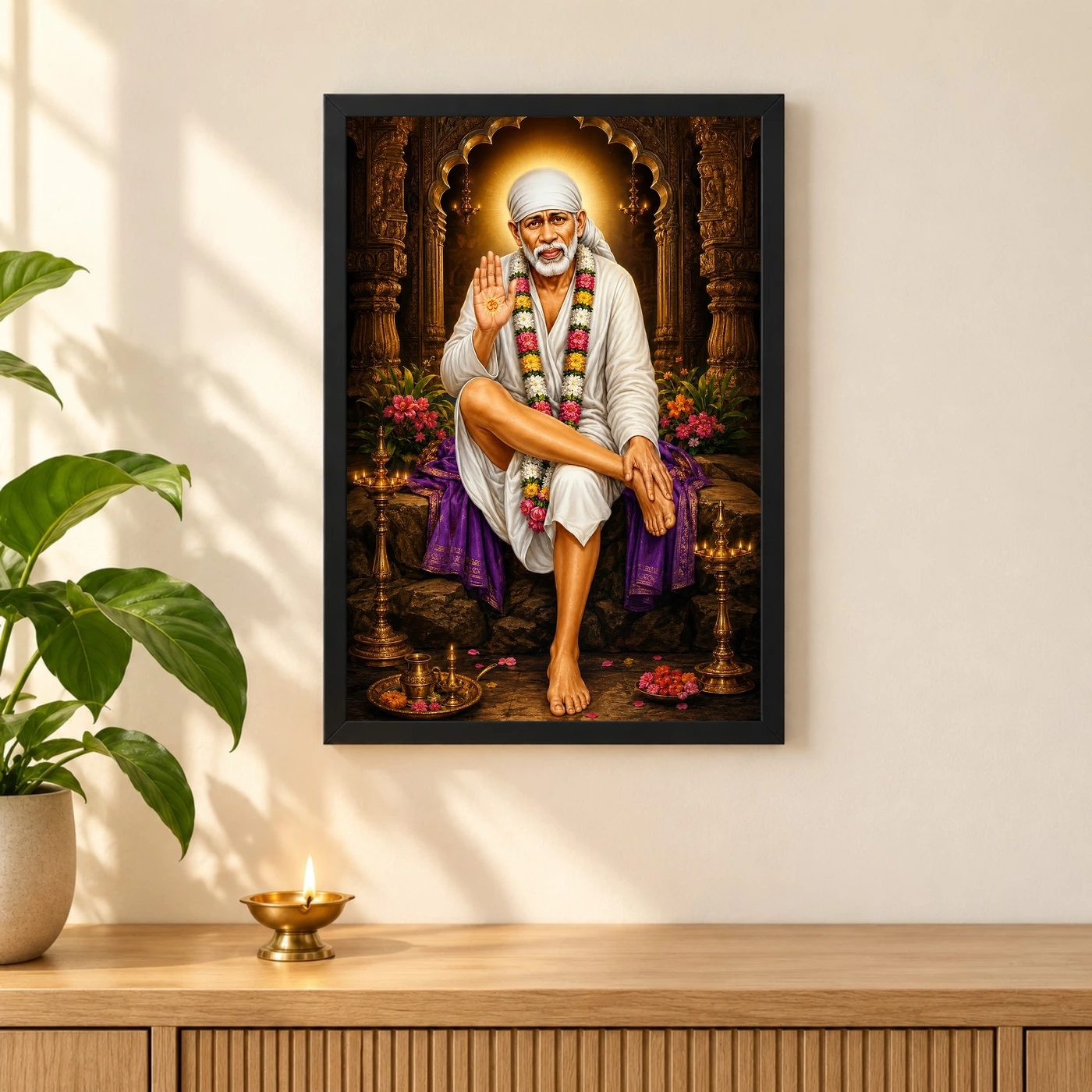 Shirdi Sai Baba Heritage Temple Architecture Backdrop Photo Frame, view 3