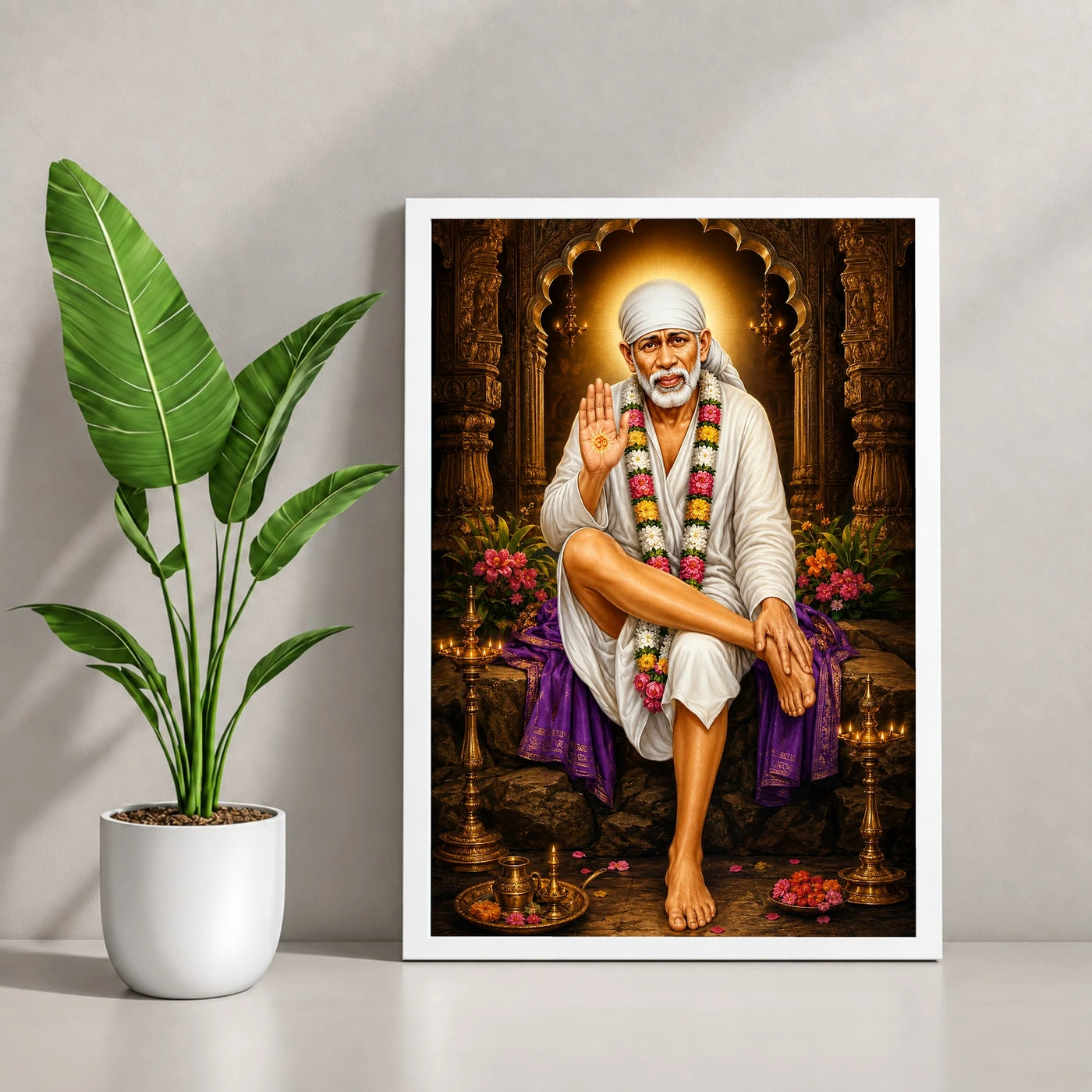 Shirdi Sai Baba Heritage Temple Architecture Backdrop Photo Frame, view 4