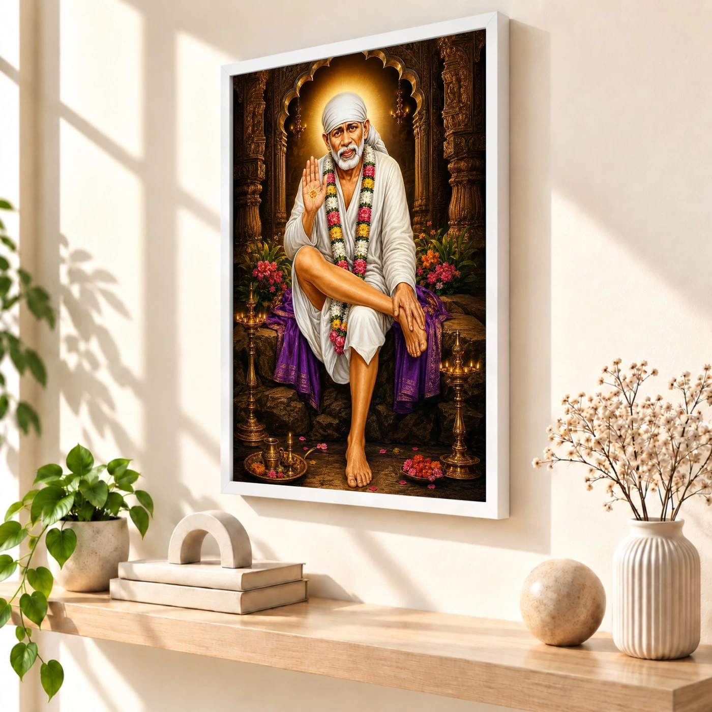 Shirdi Sai Baba Heritage Temple Architecture Backdrop Photo Frame, view 7