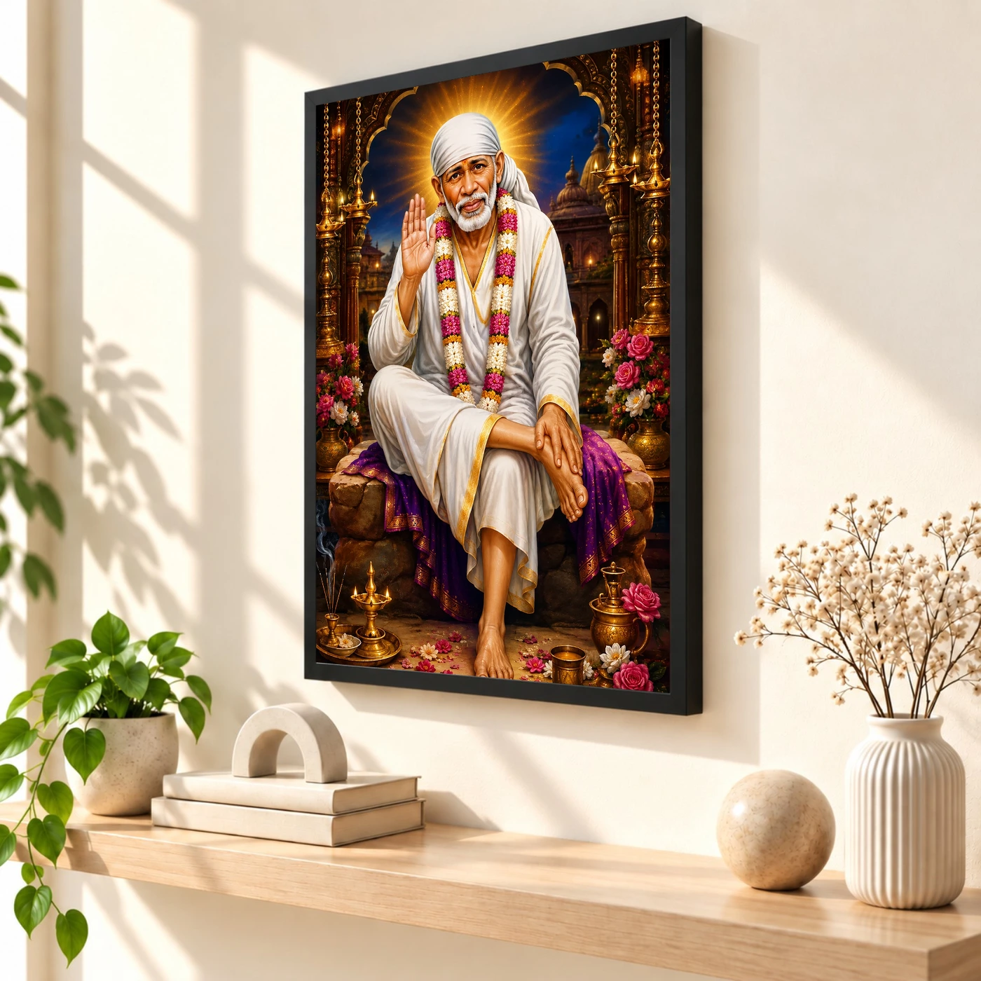 Shirdi Sai Baba Royal Jewel-Toned Portrait Photo Frame, view 2