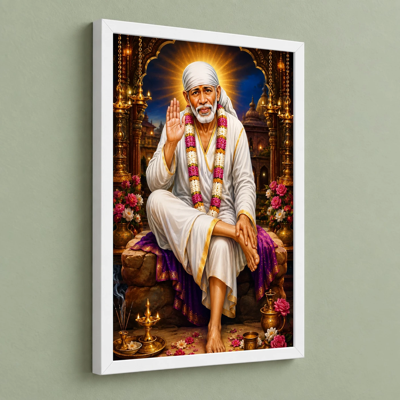 Shirdi Sai Baba Royal Jewel-Toned Portrait Photo Frame, view 5