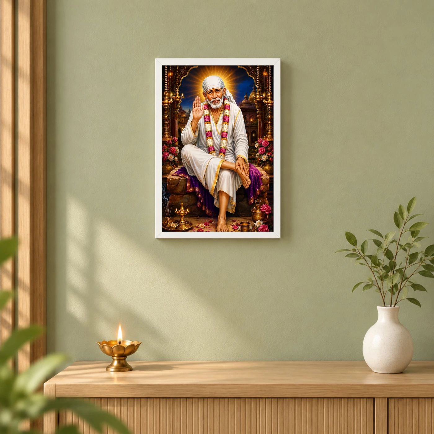 Shirdi Sai Baba Royal Jewel-Toned Portrait Photo Frame, view 6