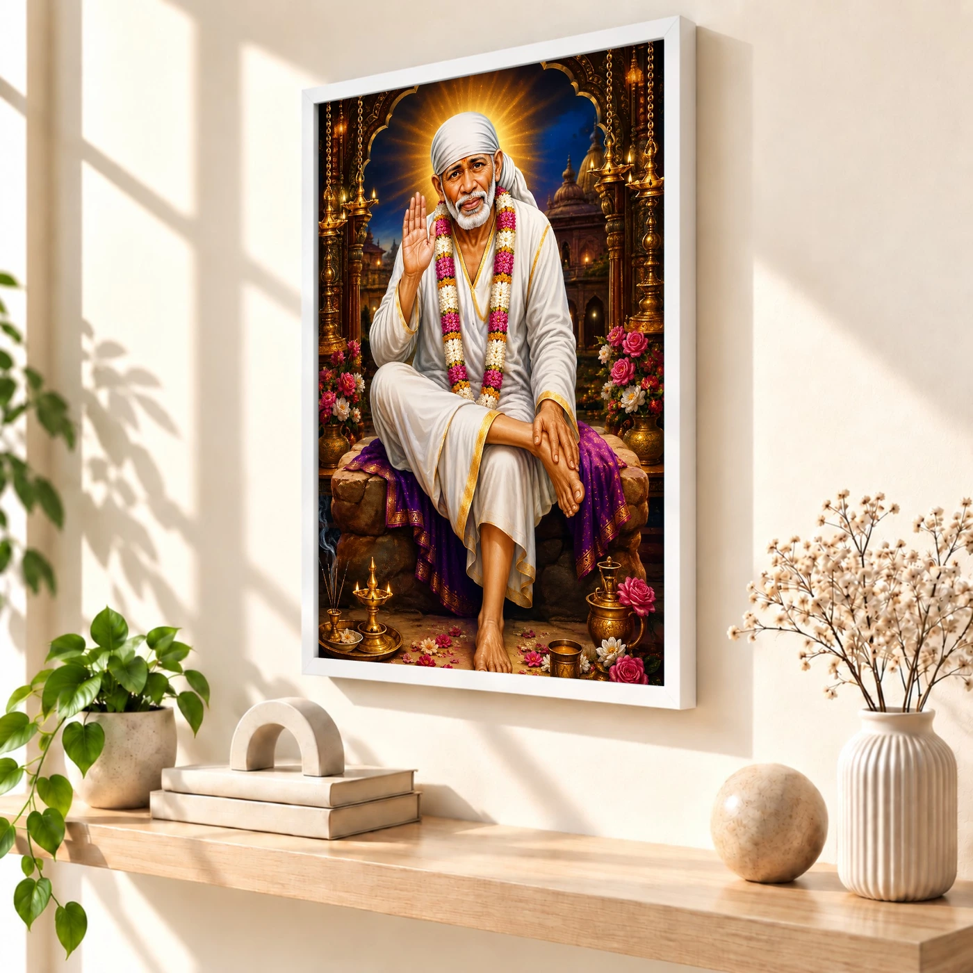 Shirdi Sai Baba Royal Jewel-Toned Portrait Photo Frame, view 7