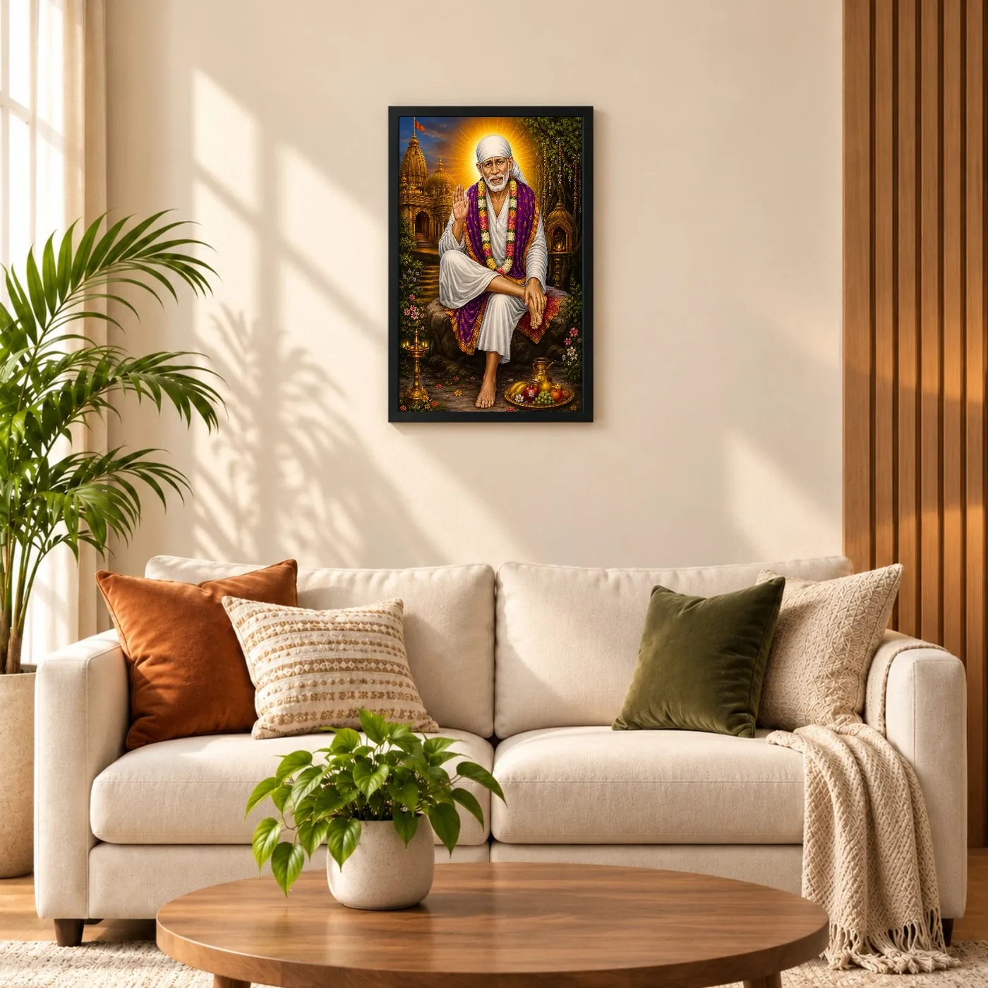 Shirdi Sai Baba Traditional Indian Miniature-Inspired Devotional Art Photo Frame, view 8