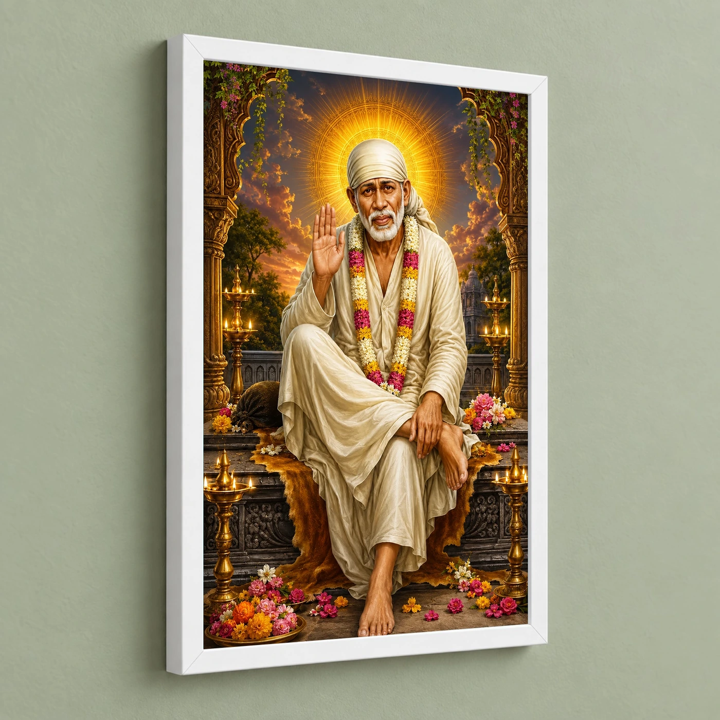 Shirdi Sai Baba Vivid Premium Spiritual Poster Art Photo Frame, view 5