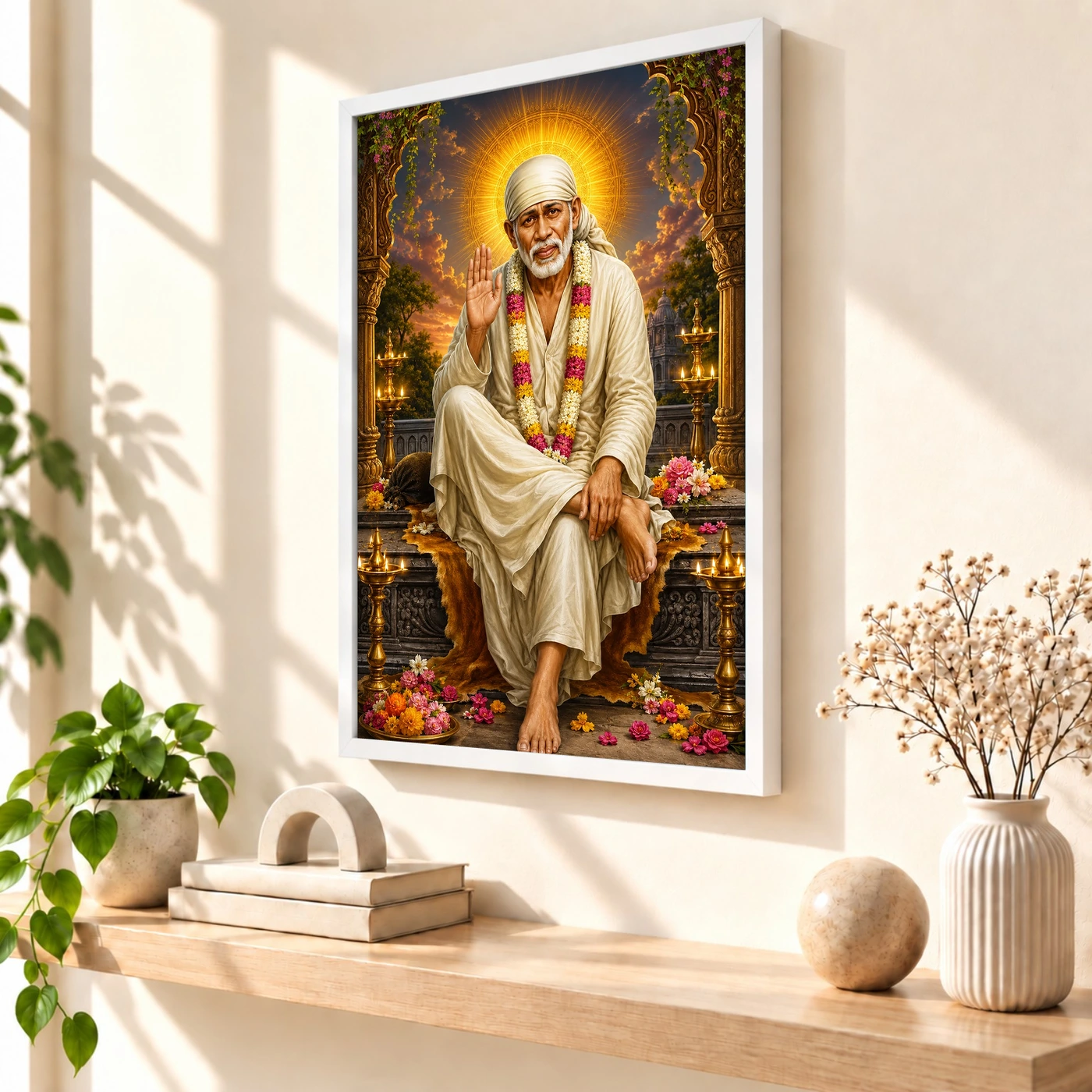 Shirdi Sai Baba Vivid Premium Spiritual Poster Art Photo Frame, view 7