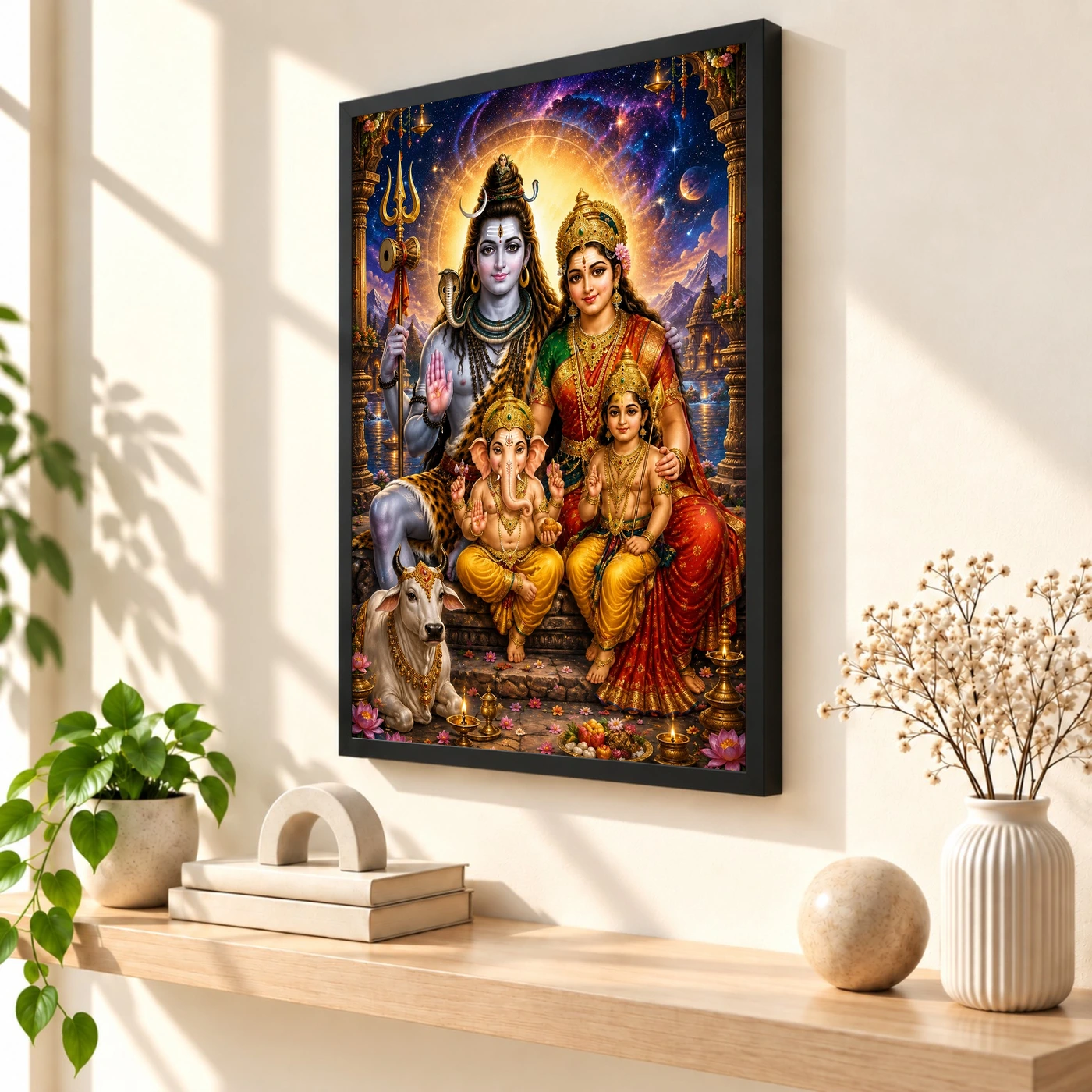 Shiv Parivar Cosmic Celestial Aura Photo Frame, view 2