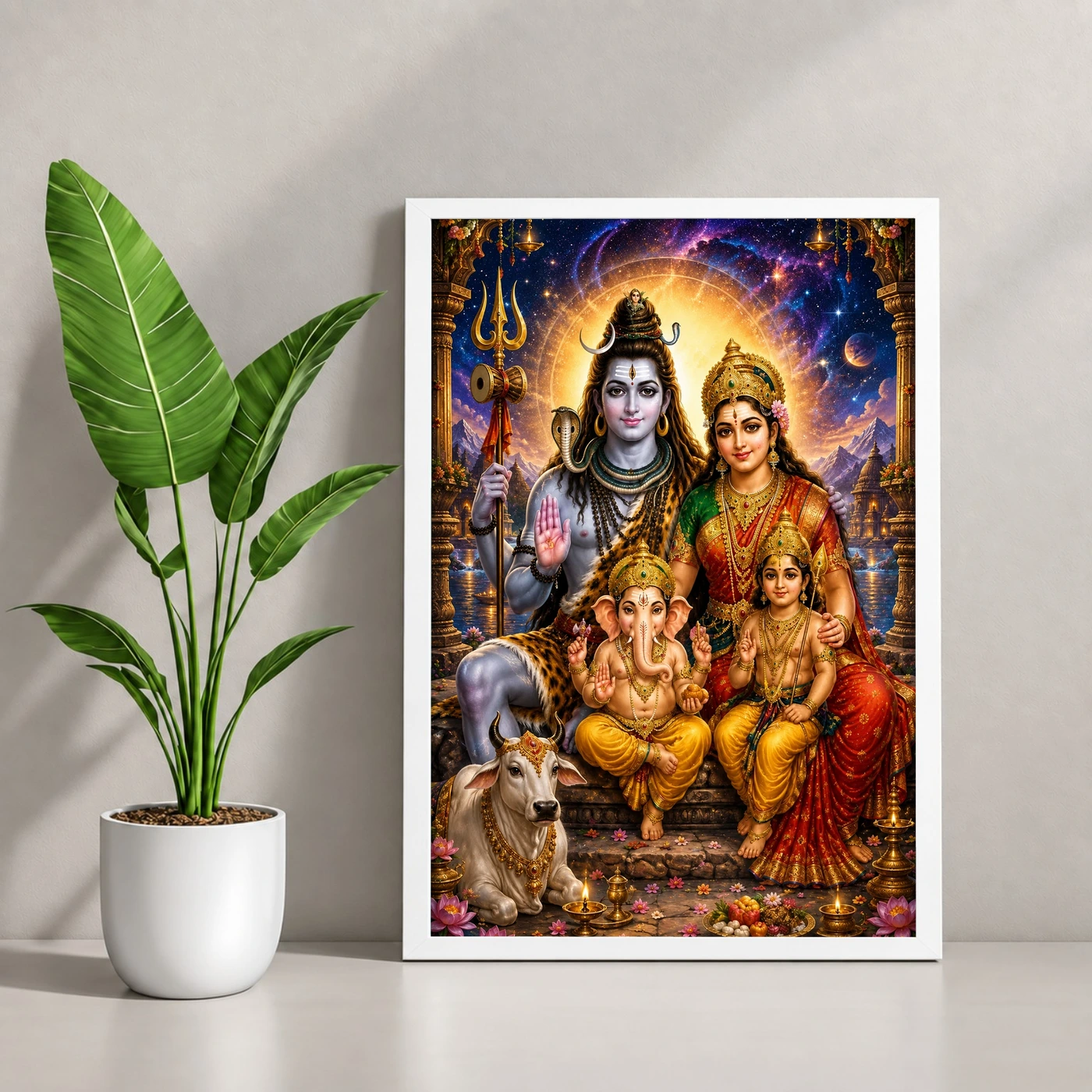 Shiv Parivar Cosmic Celestial Aura Photo Frame, view 4