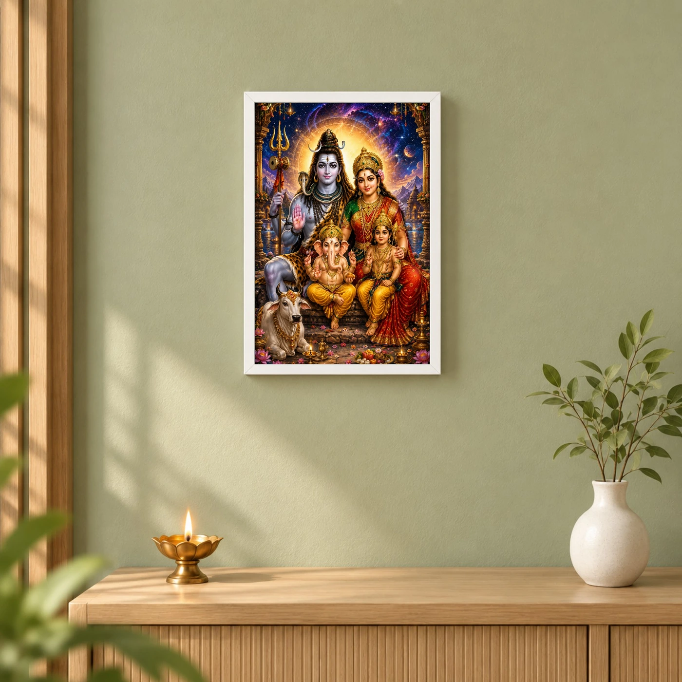 Shiv Parivar Cosmic Celestial Aura Photo Frame, view 6