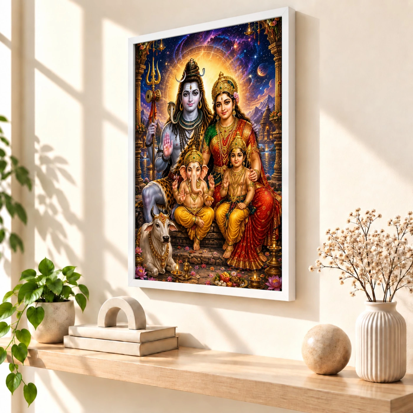 Shiv Parivar Cosmic Celestial Aura Photo Frame, view 7