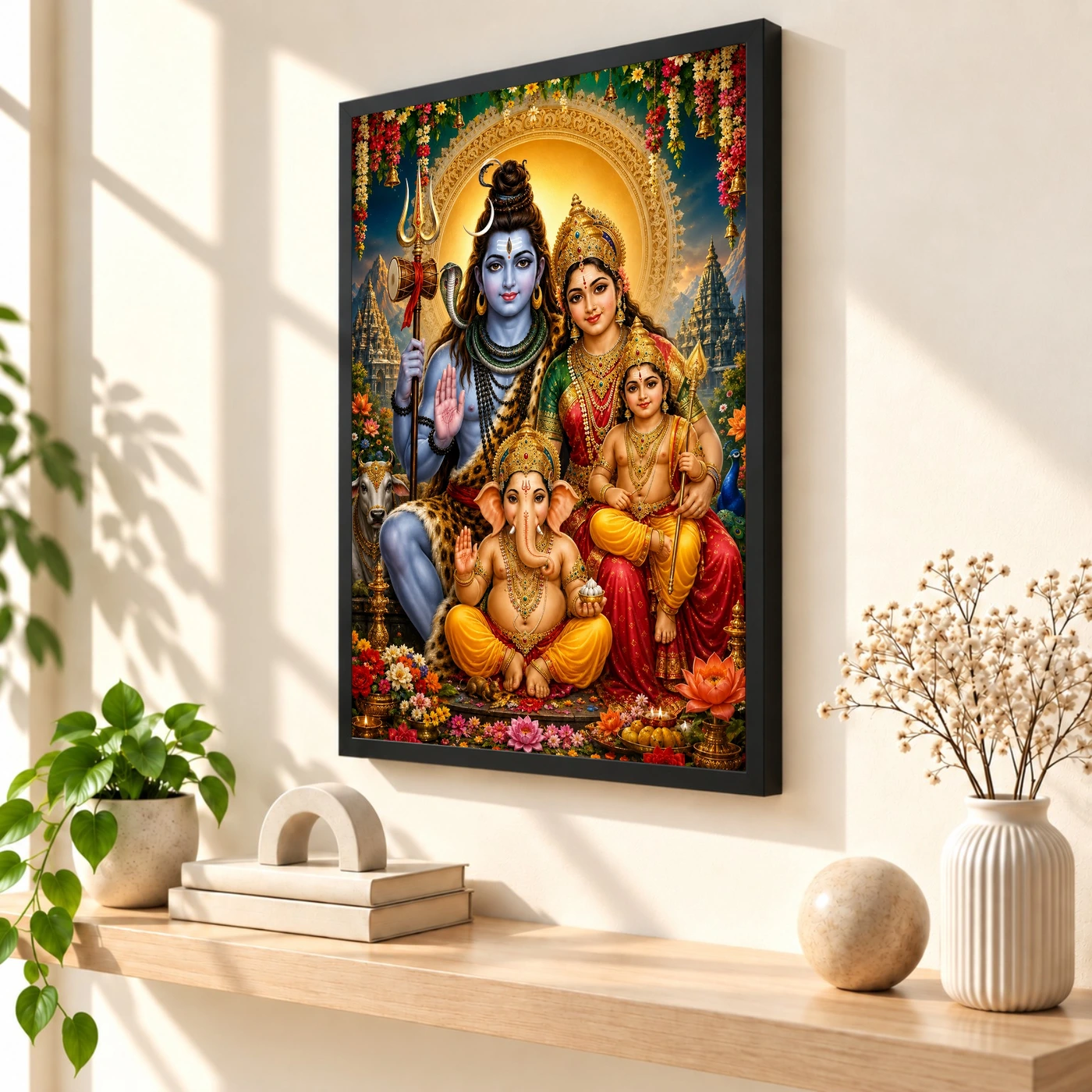 Shiv Parivar Grand Festival Flower Decoration Photo Frame, view 2