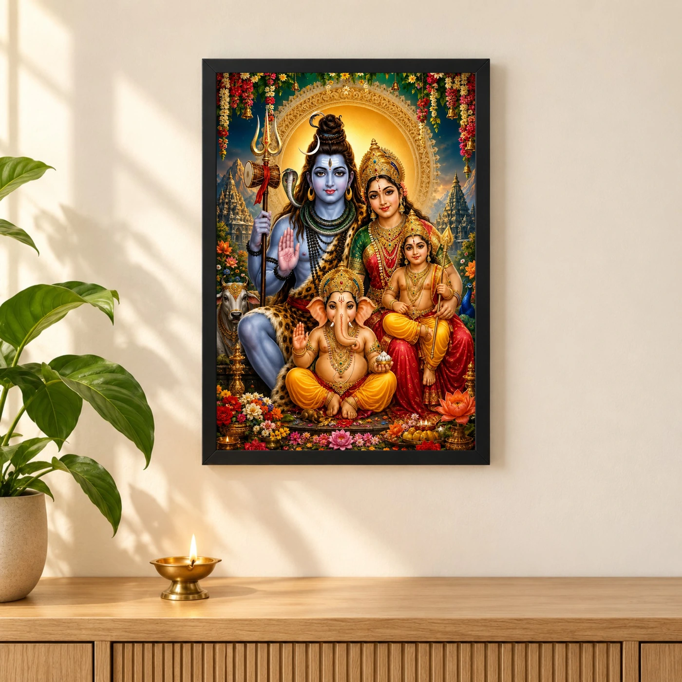 Shiv Parivar Grand Festival Flower Decoration Photo Frame, view 3