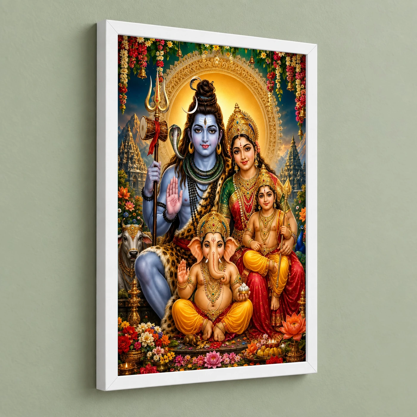 Shiv Parivar Grand Festival Flower Decoration Photo Frame, view 5