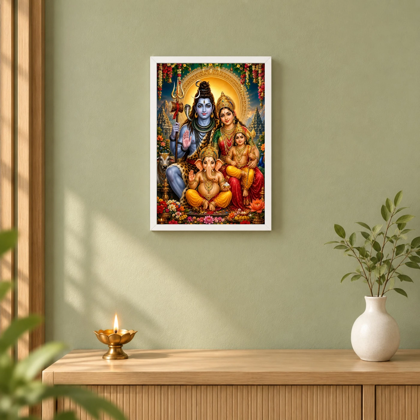Shiv Parivar Grand Festival Flower Decoration Photo Frame, view 6
