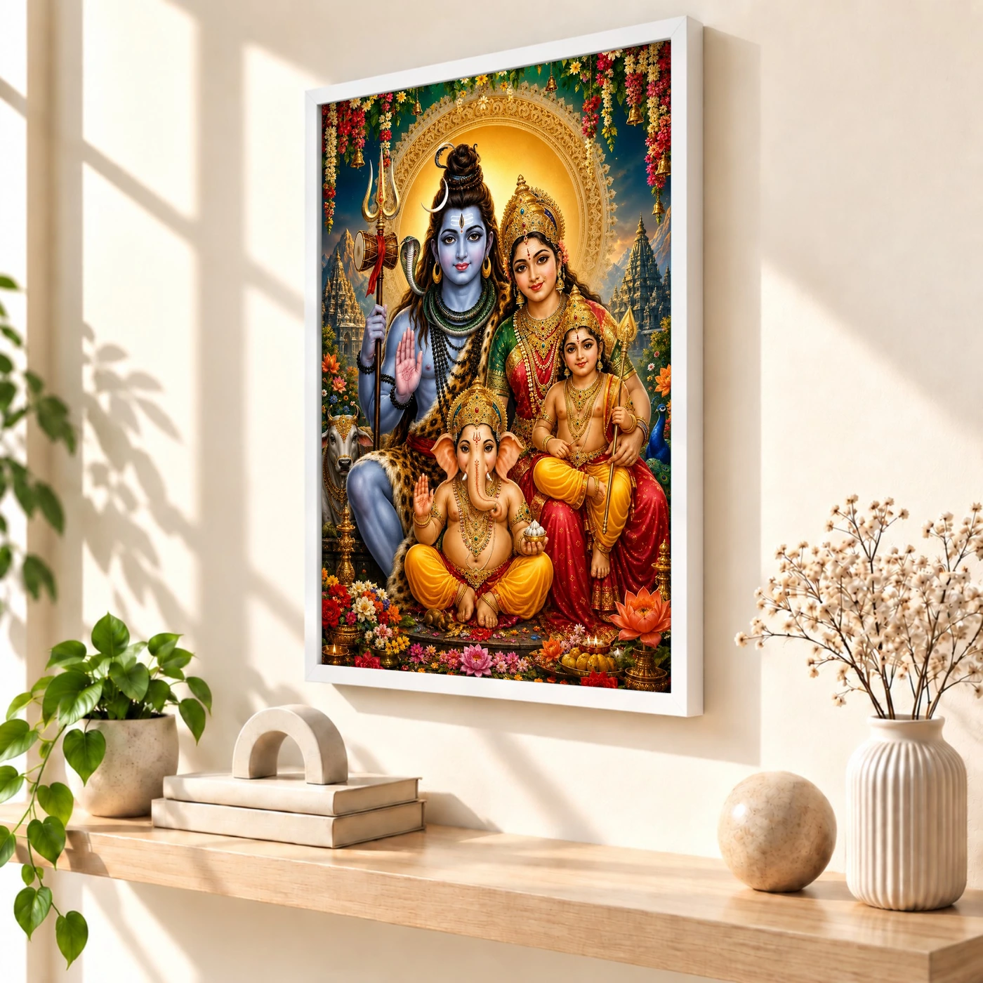 Shiv Parivar Grand Festival Flower Decoration Photo Frame, view 7