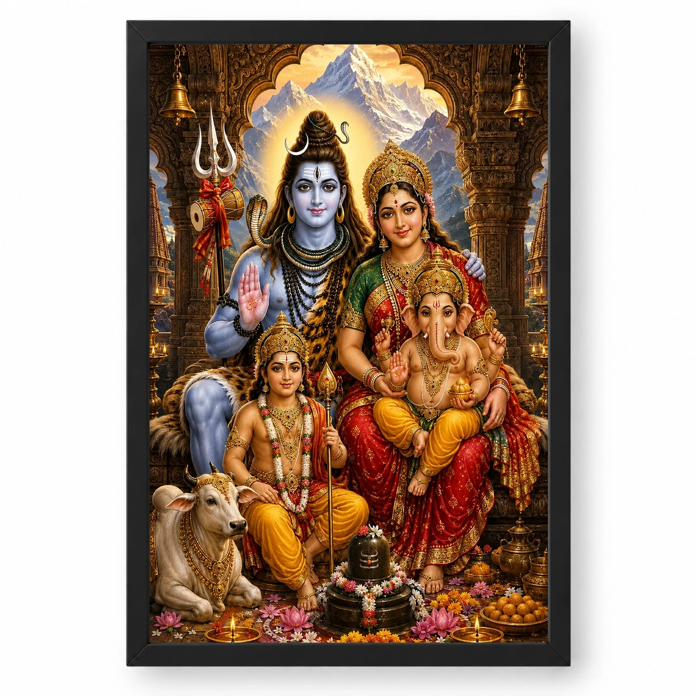 Shiv Parivar Heritage Temple Architecture Backdrop Photo Frame