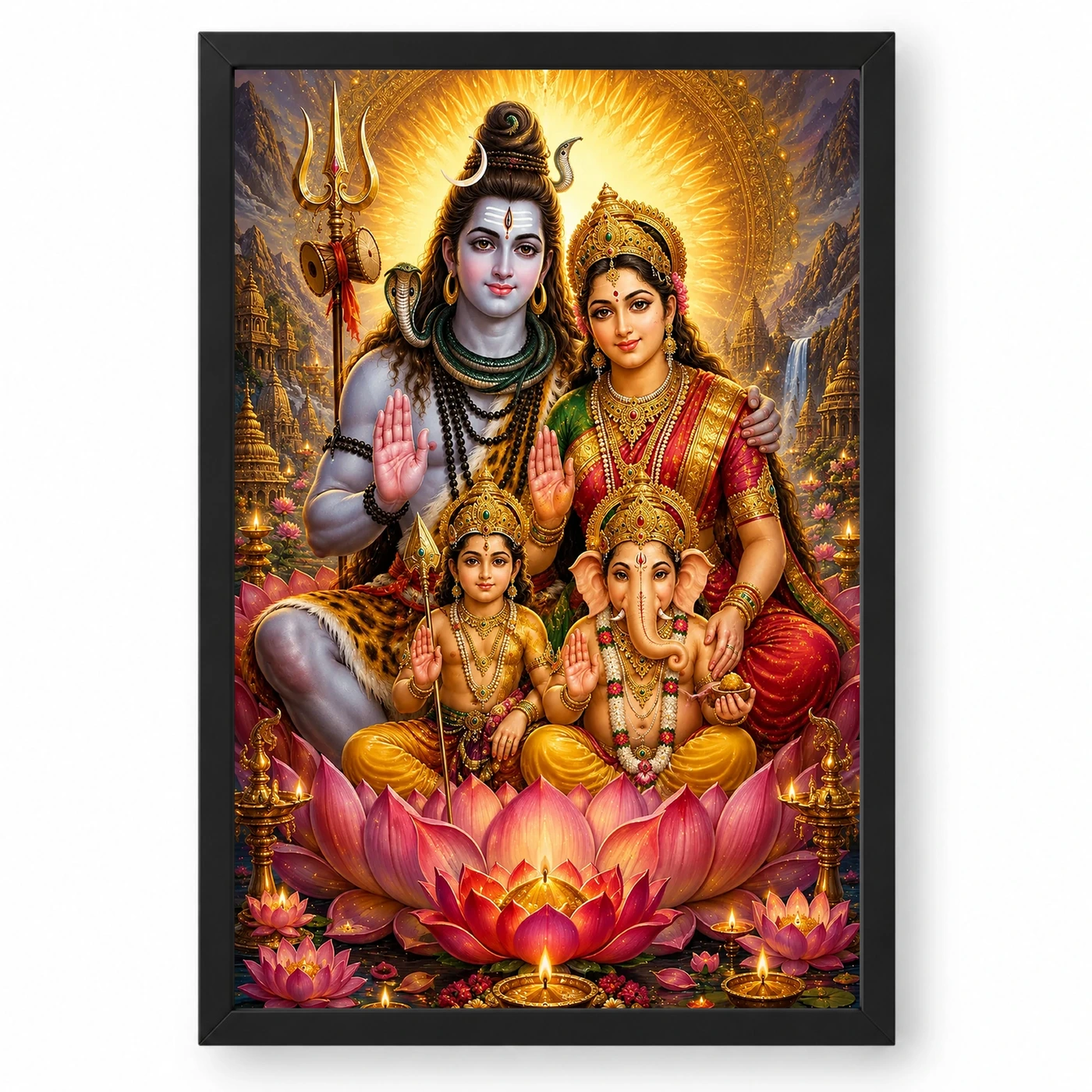 Shiv Parivar Lotus And Diya Radiance Photo Frame