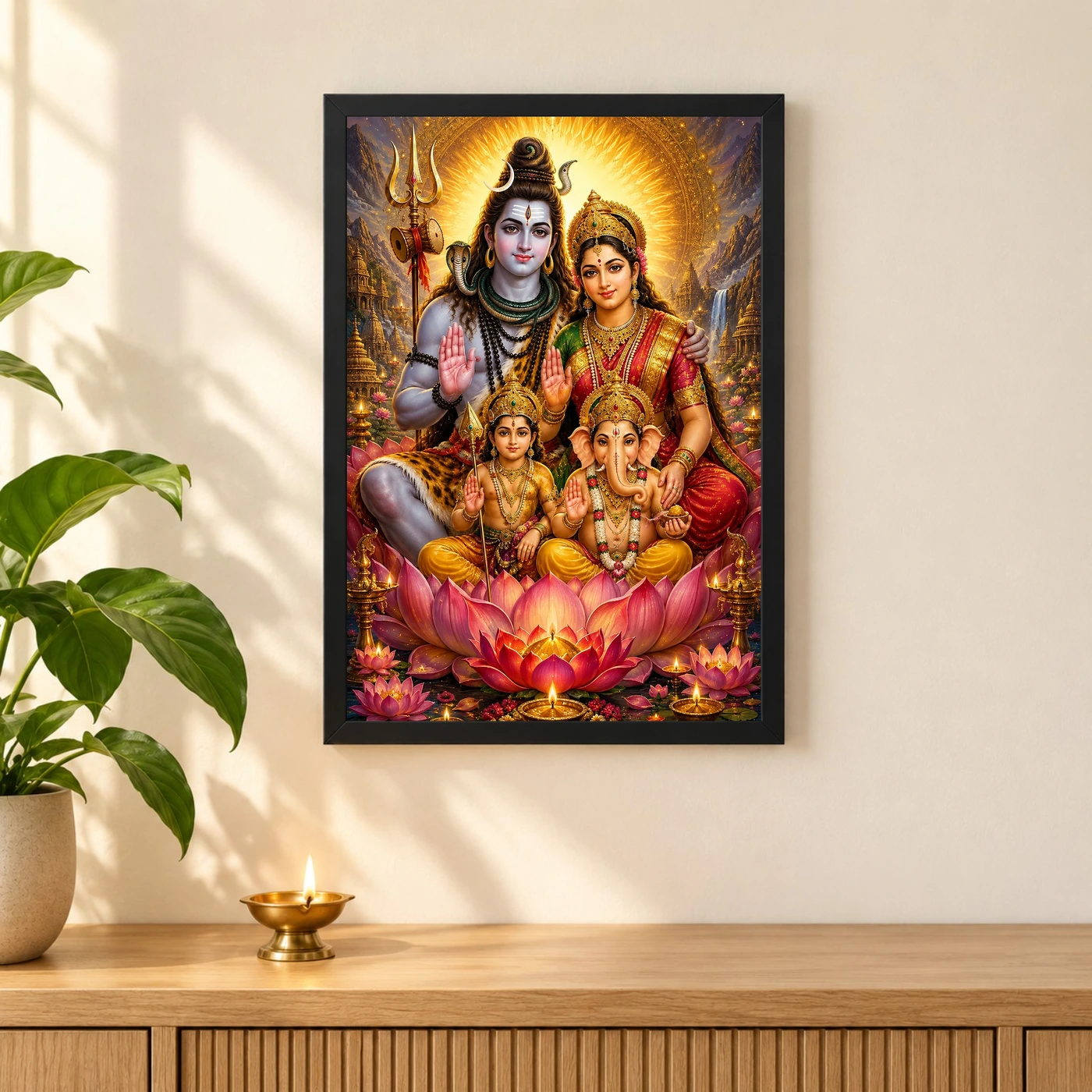 Shiv Parivar Lotus And Diya Radiance Photo Frame, view 3