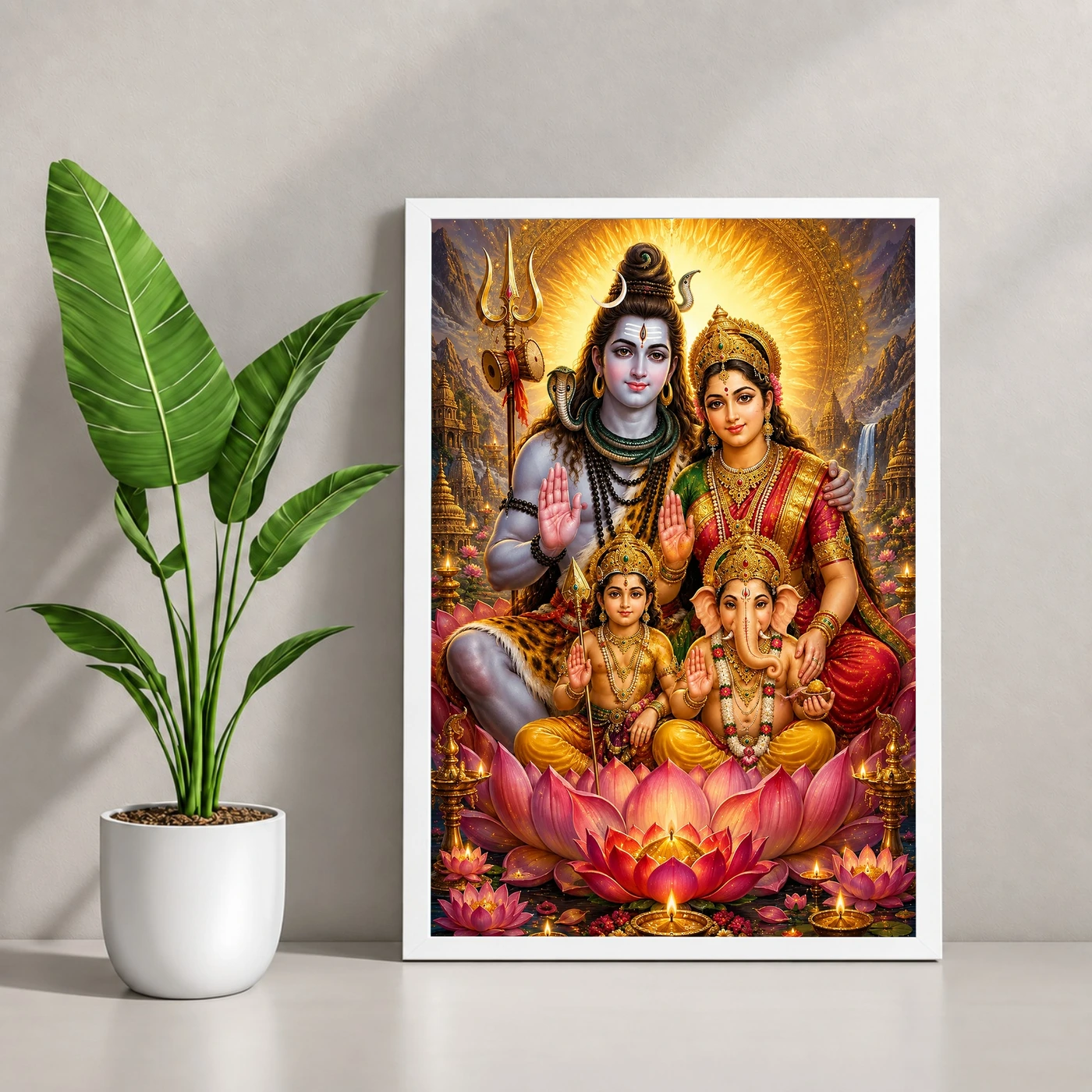 Shiv Parivar Lotus And Diya Radiance Photo Frame, view 4