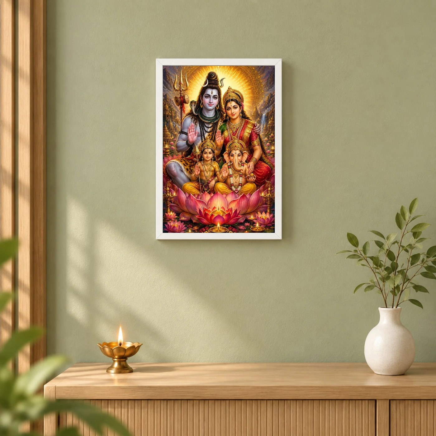 Shiv Parivar Lotus And Diya Radiance Photo Frame, view 6