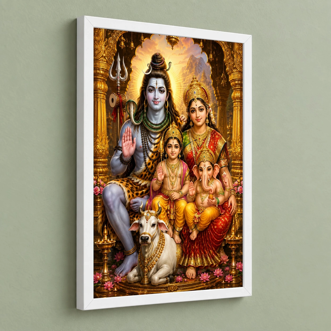 Shiv Parivar Ornate Golden Temple Darshan Photo Frame, view 5