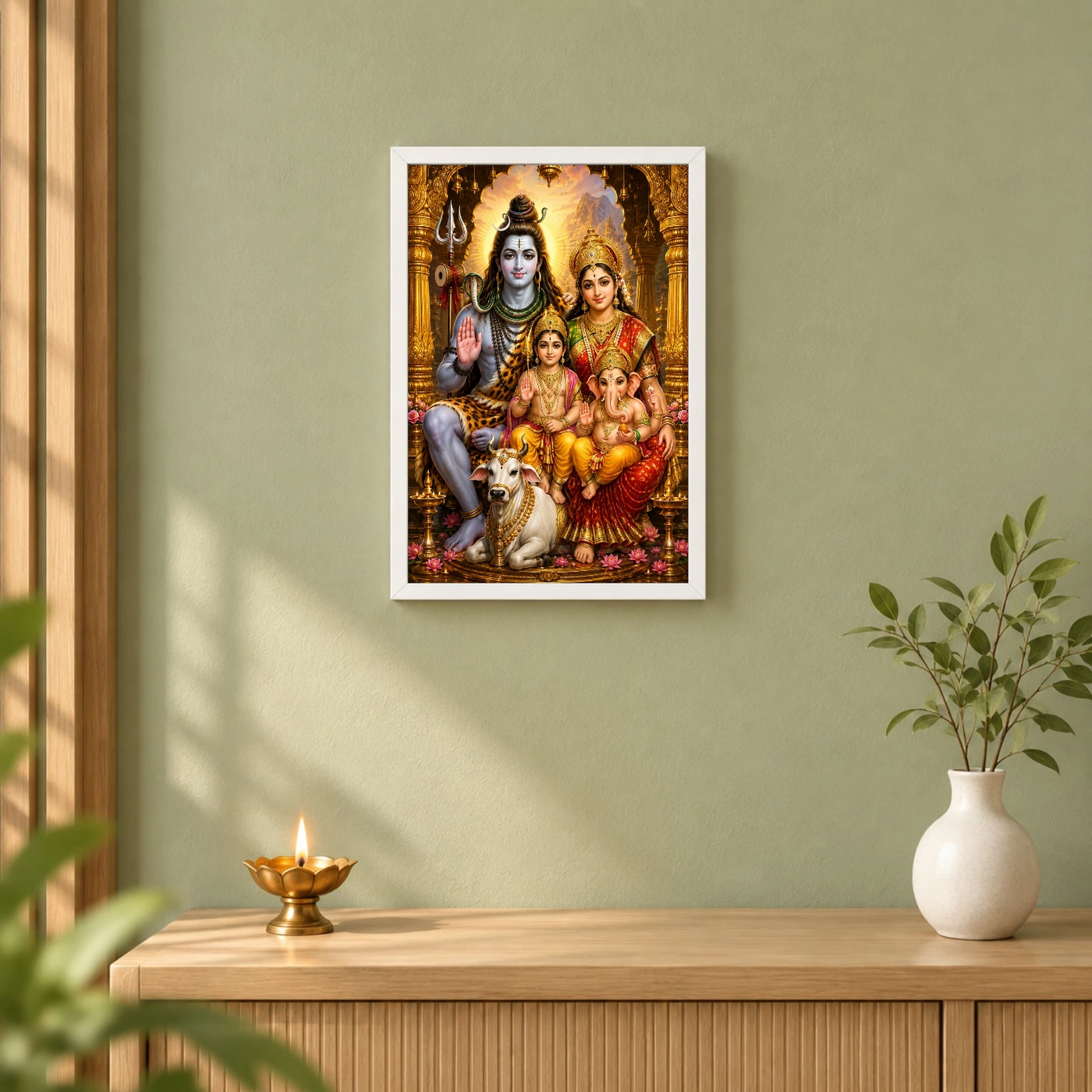 Shiv Parivar Ornate Golden Temple Darshan Photo Frame, view 6