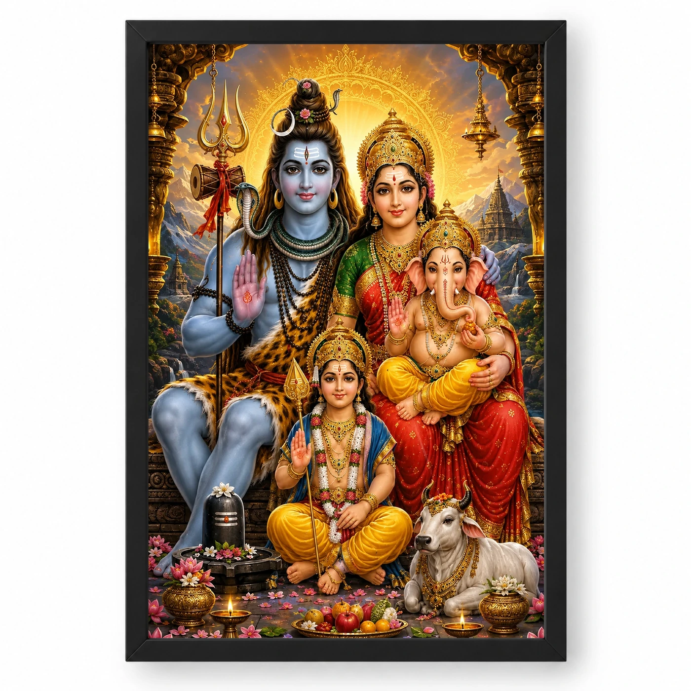 Shiv Parivar Peaceful Home Mandir Composition Photo Frame