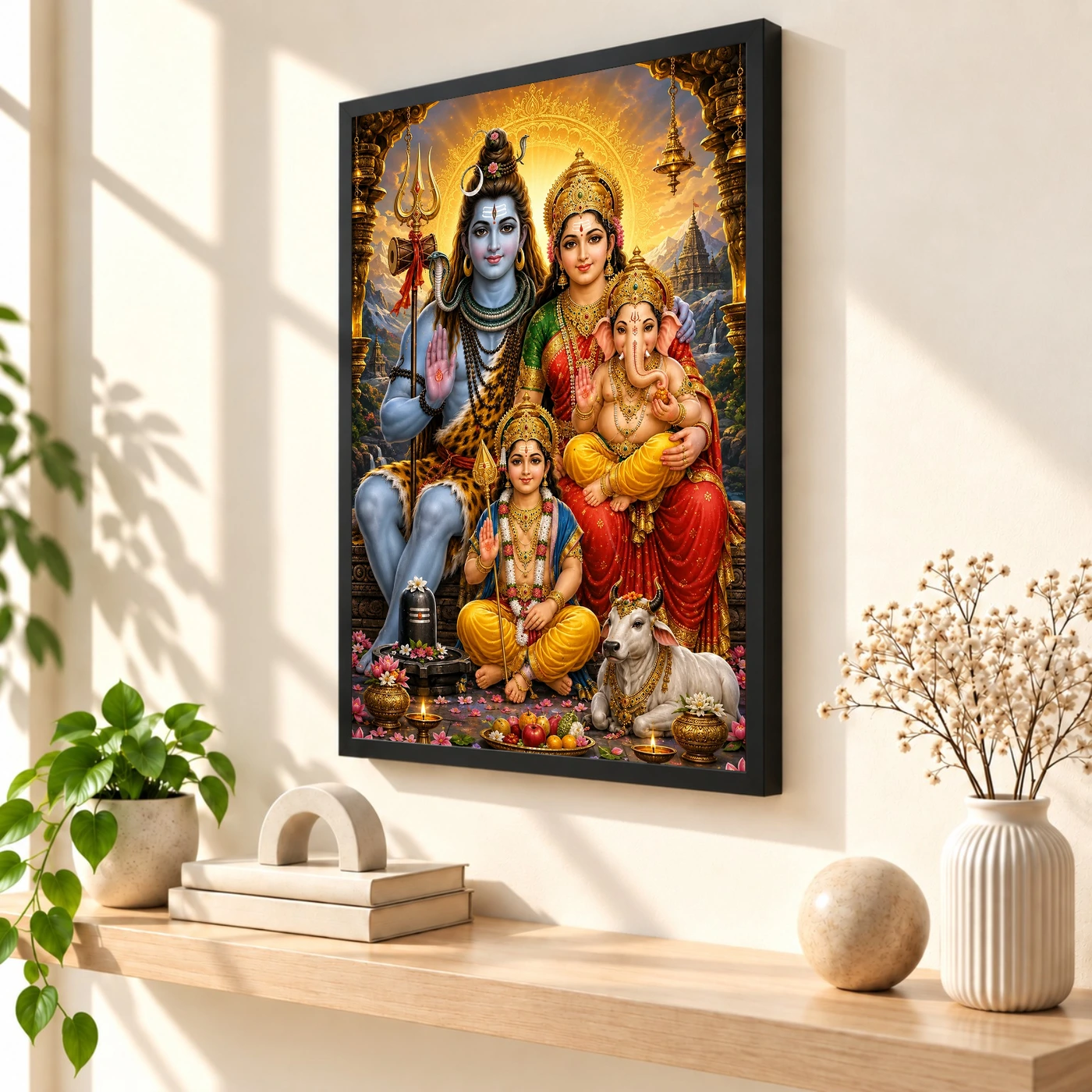 Shiv Parivar Peaceful Home Mandir Composition Photo Frame, view 2