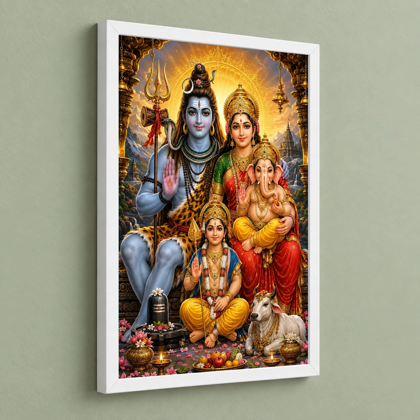 Shiv Parivar Peaceful Home Mandir Composition Photo Frame, view 5