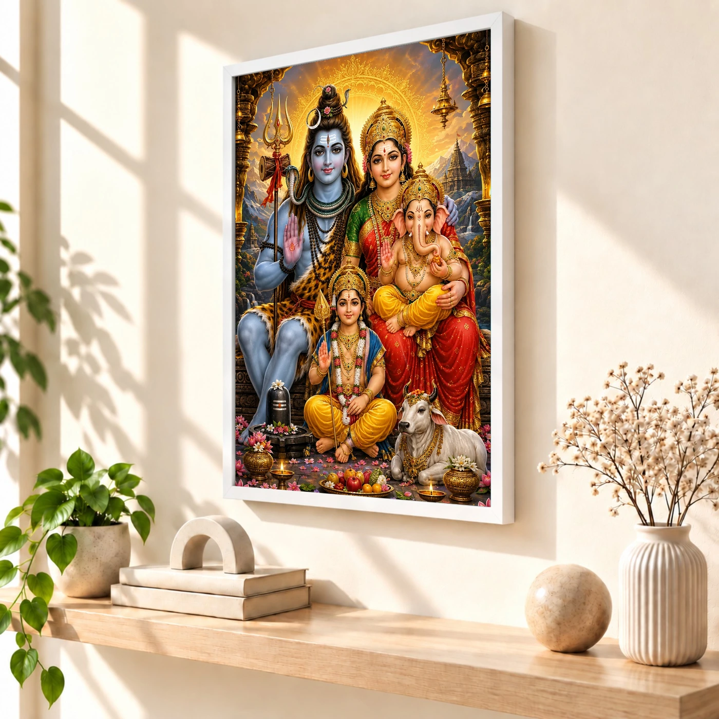Shiv Parivar Peaceful Home Mandir Composition Photo Frame, view 7