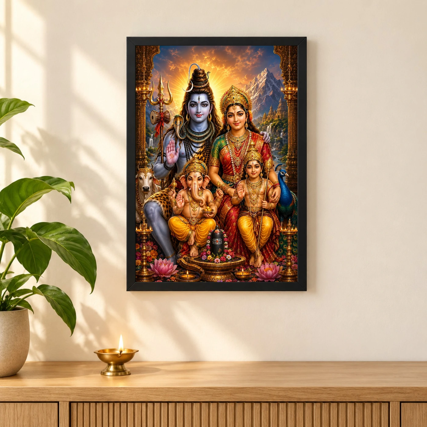 Shiv Parivar Royal Jewel-Toned Portrait Photo Frame, view 3