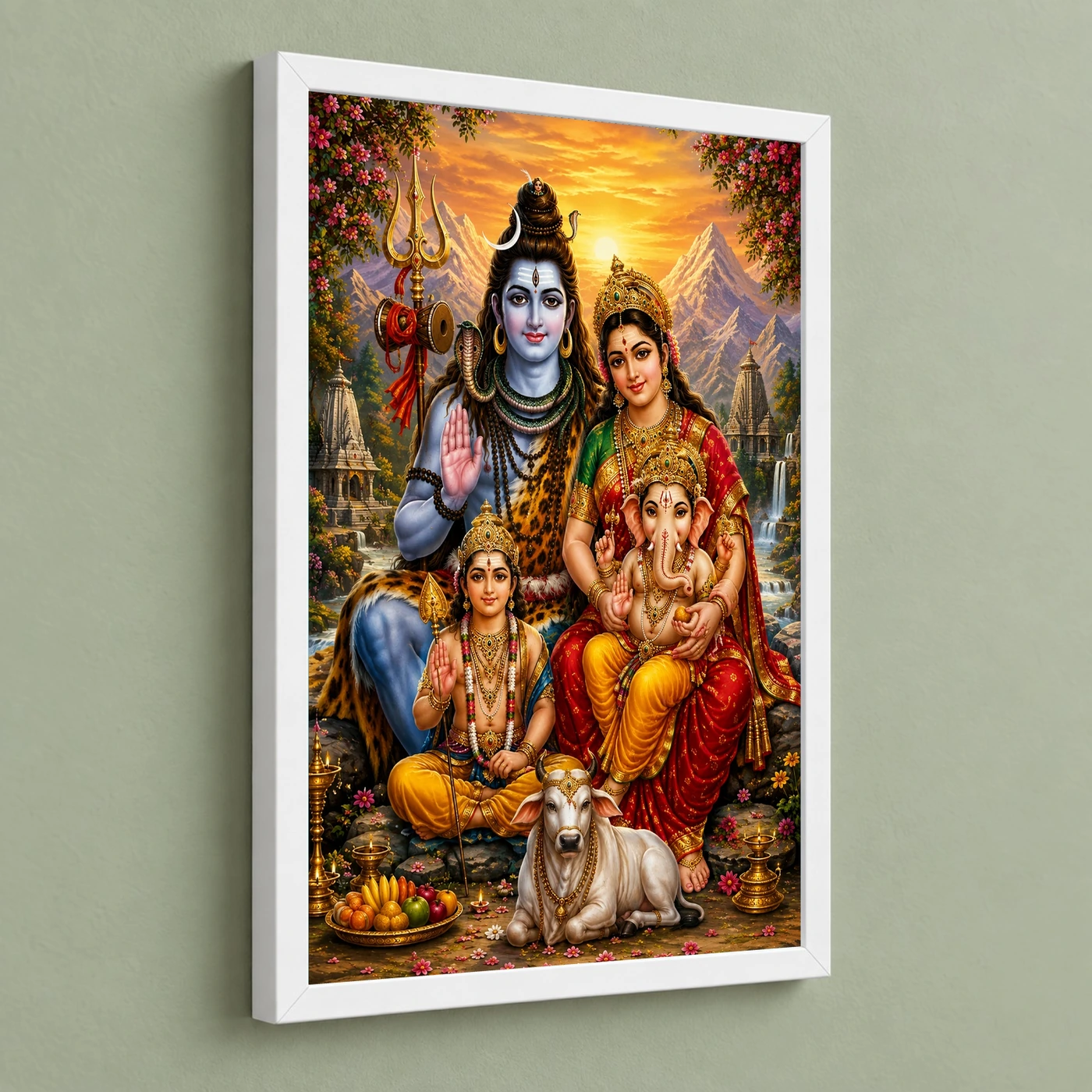 Shiv Parivar Serene Sunrise Blessing Photo Frame, view 5