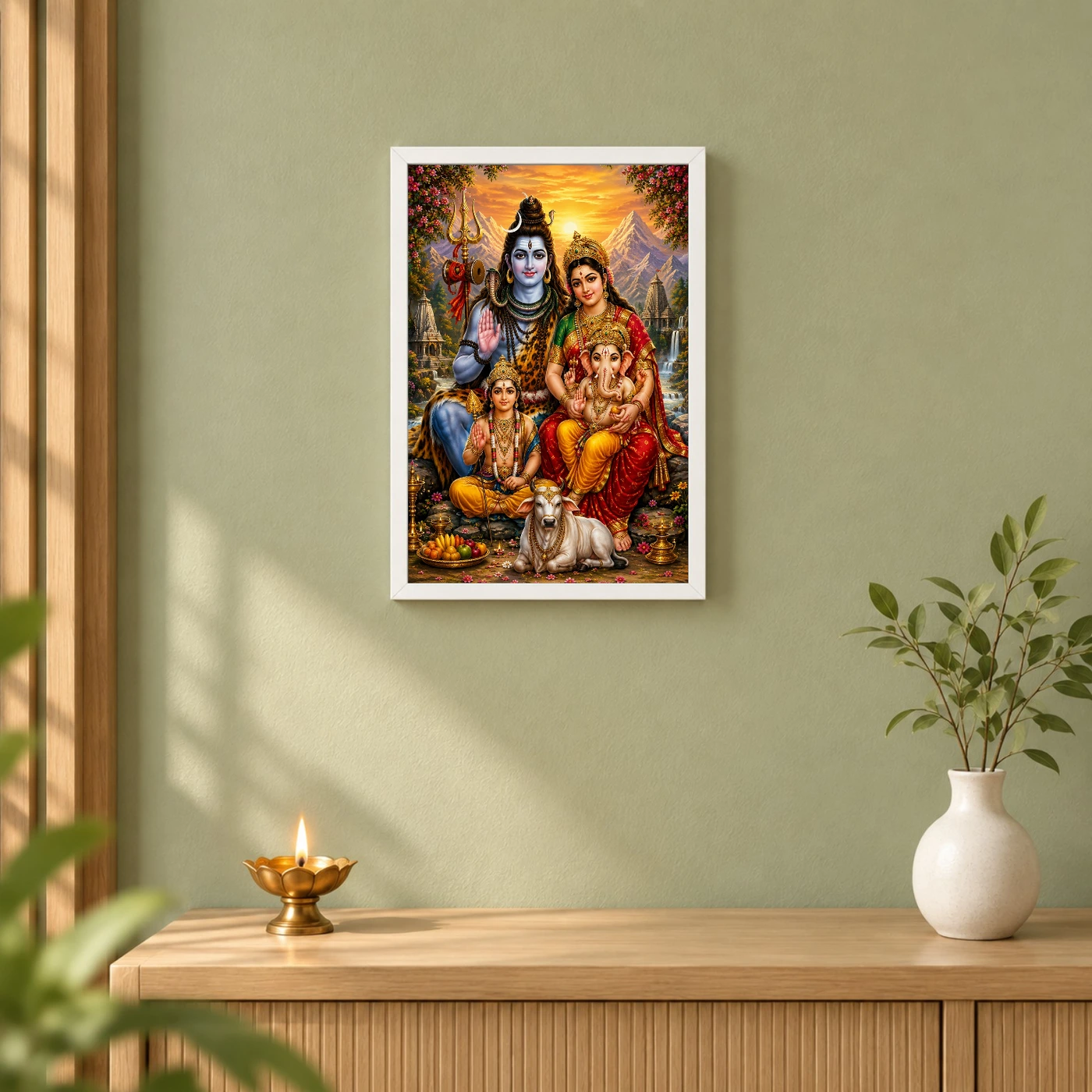 Shiv Parivar Serene Sunrise Blessing Photo Frame, view 6