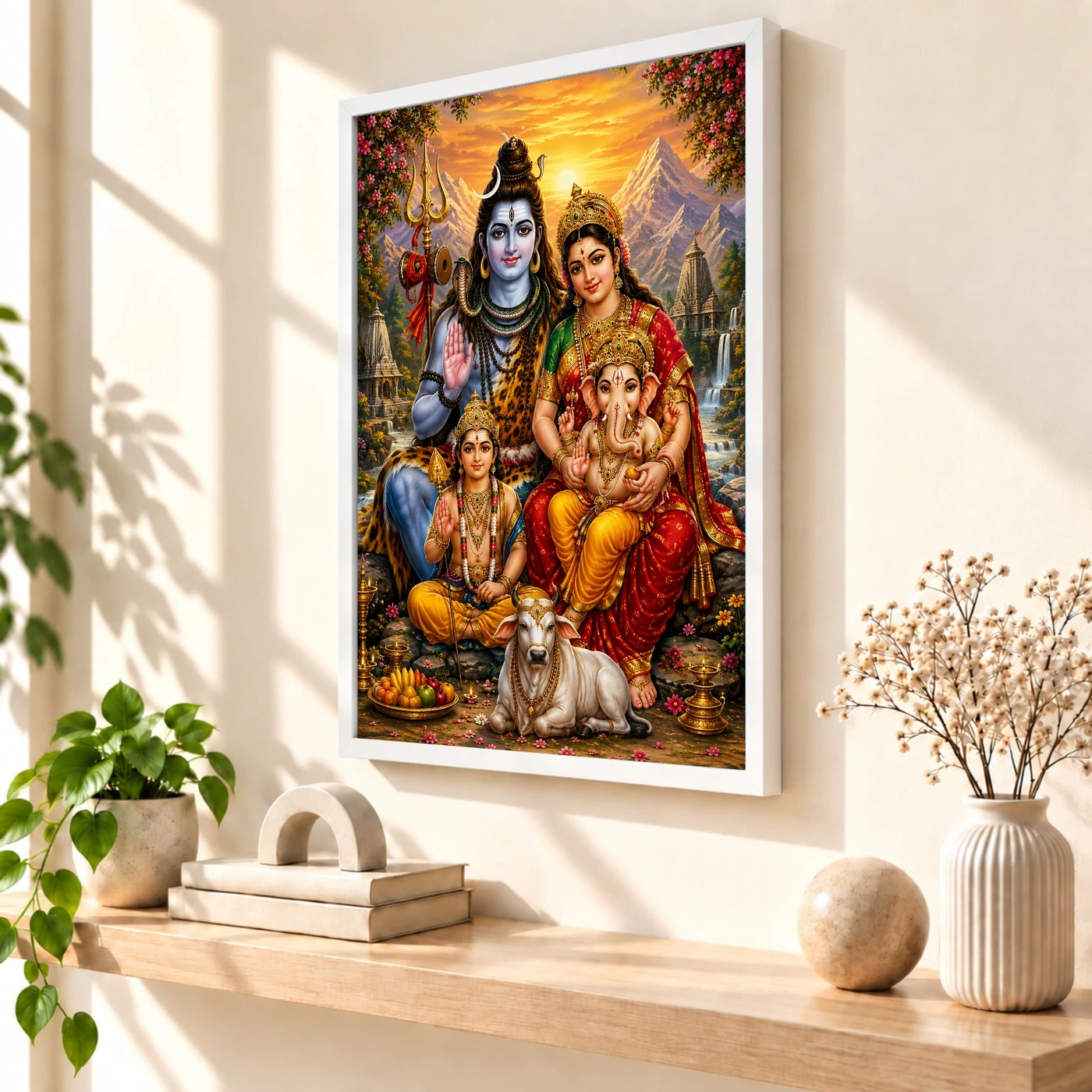 Shiv Parivar Serene Sunrise Blessing Photo Frame, view 7