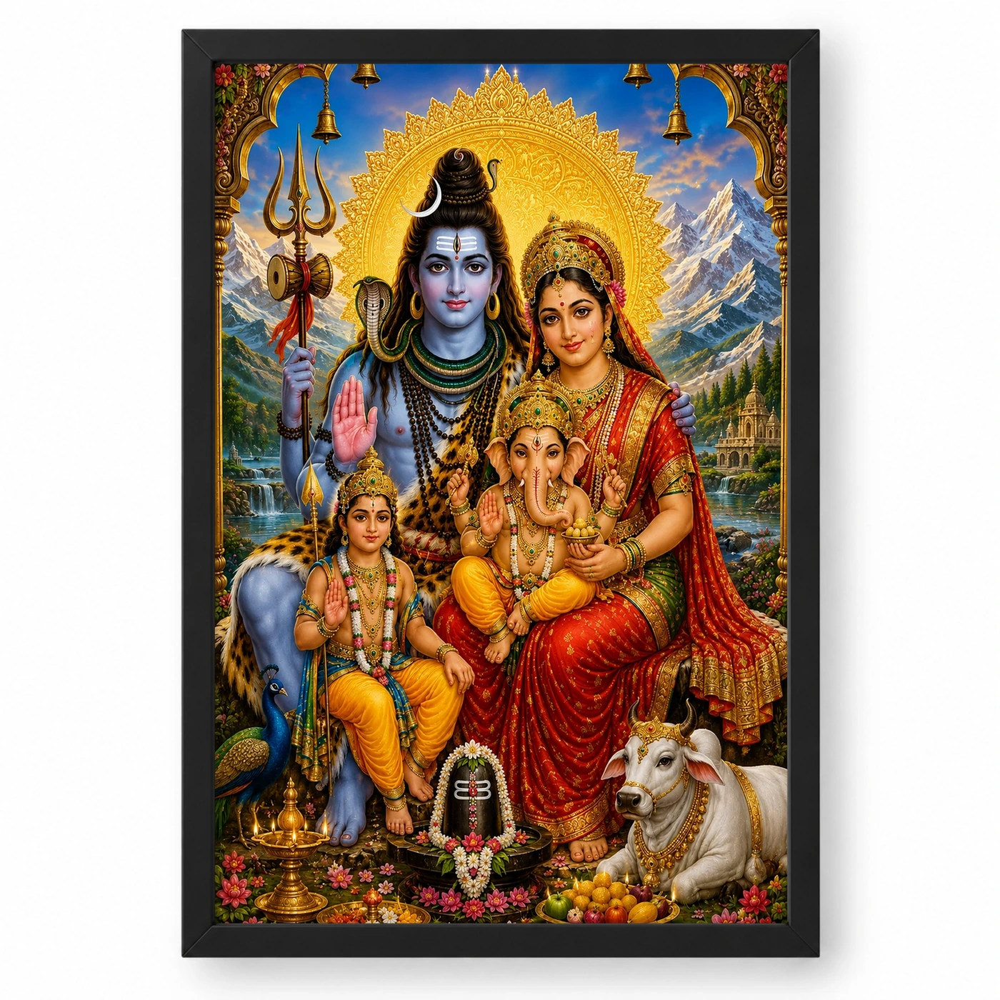 Shiv Parivar Traditional Indian Miniature-Inspired Devotional Art Photo Frame
