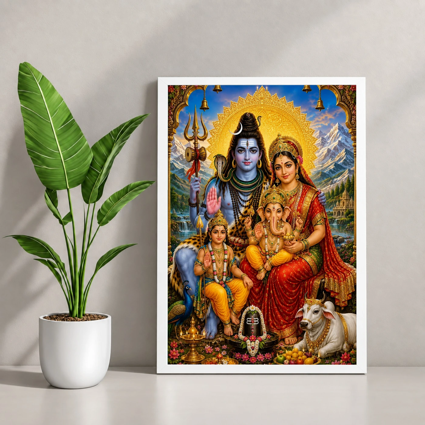 Shiv Parivar Traditional Indian Miniature-Inspired Devotional Art Photo Frame, view 4