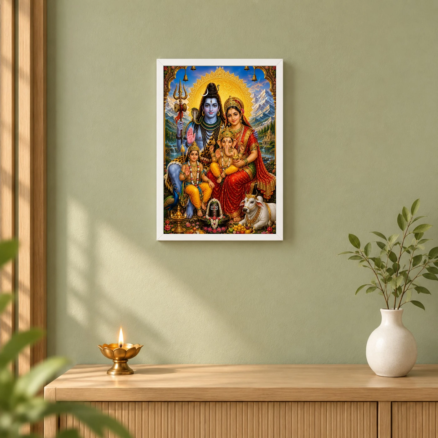 Shiv Parivar Traditional Indian Miniature-Inspired Devotional Art Photo Frame, view 6