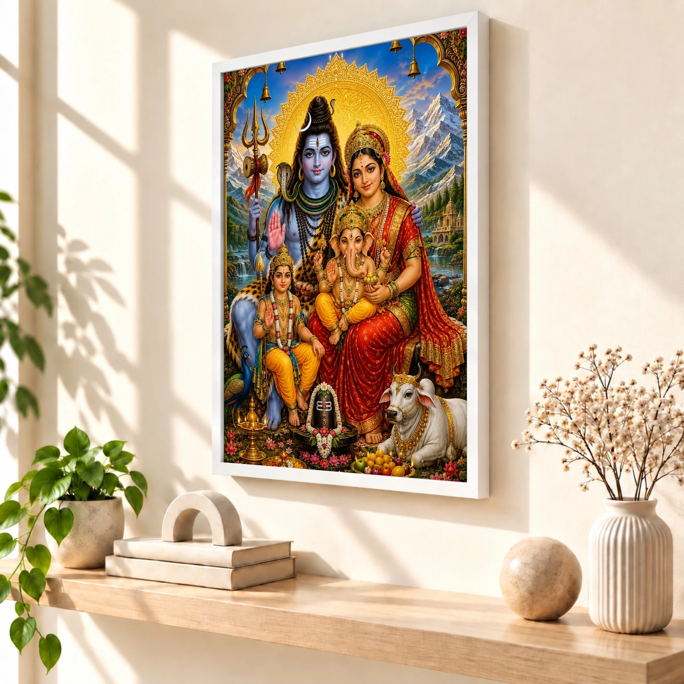 Shiv Parivar Traditional Indian Miniature-Inspired Devotional Art Photo Frame, view 7