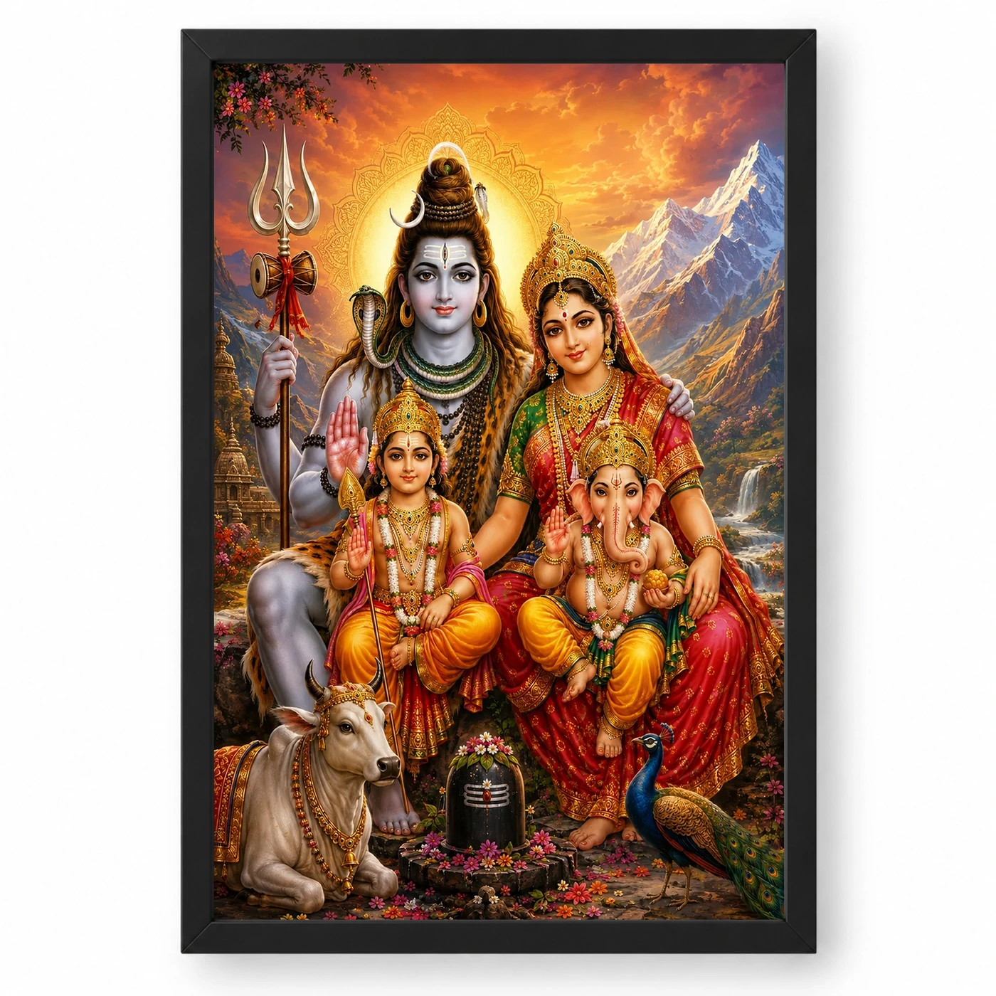 Shiv Parivar Vivid Premium Spiritual Poster Art Photo Frame