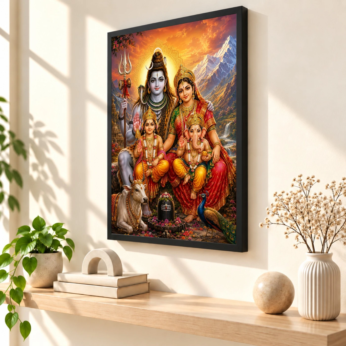 Shiv Parivar Vivid Premium Spiritual Poster Art Photo Frame, view 2